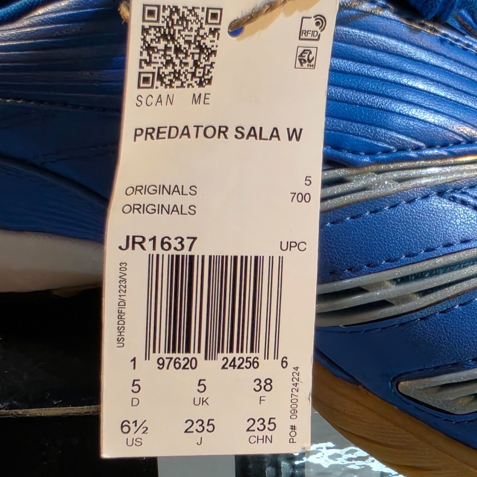 New Adidas Predator Sala W Wmns Sz 6.5 Blue Silver Indoor Soccer JR1637 NIB