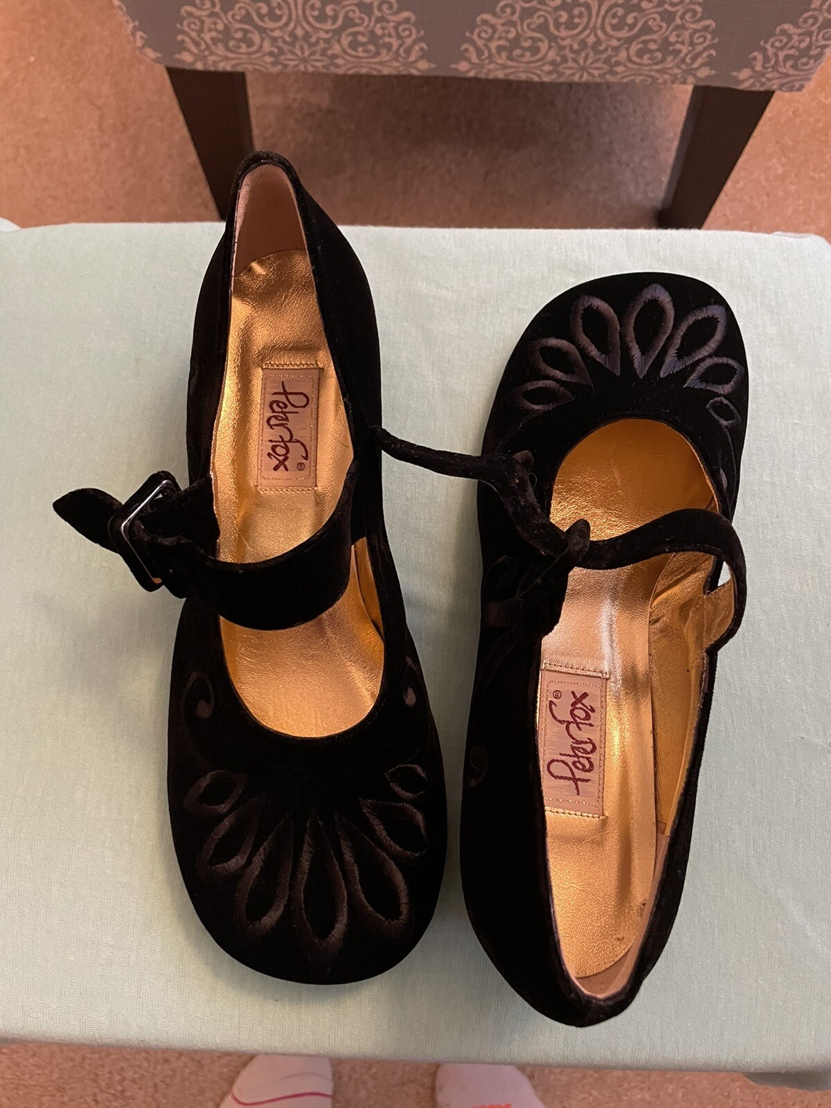 Peter Fox Black Suede Maryjanes size 9.5