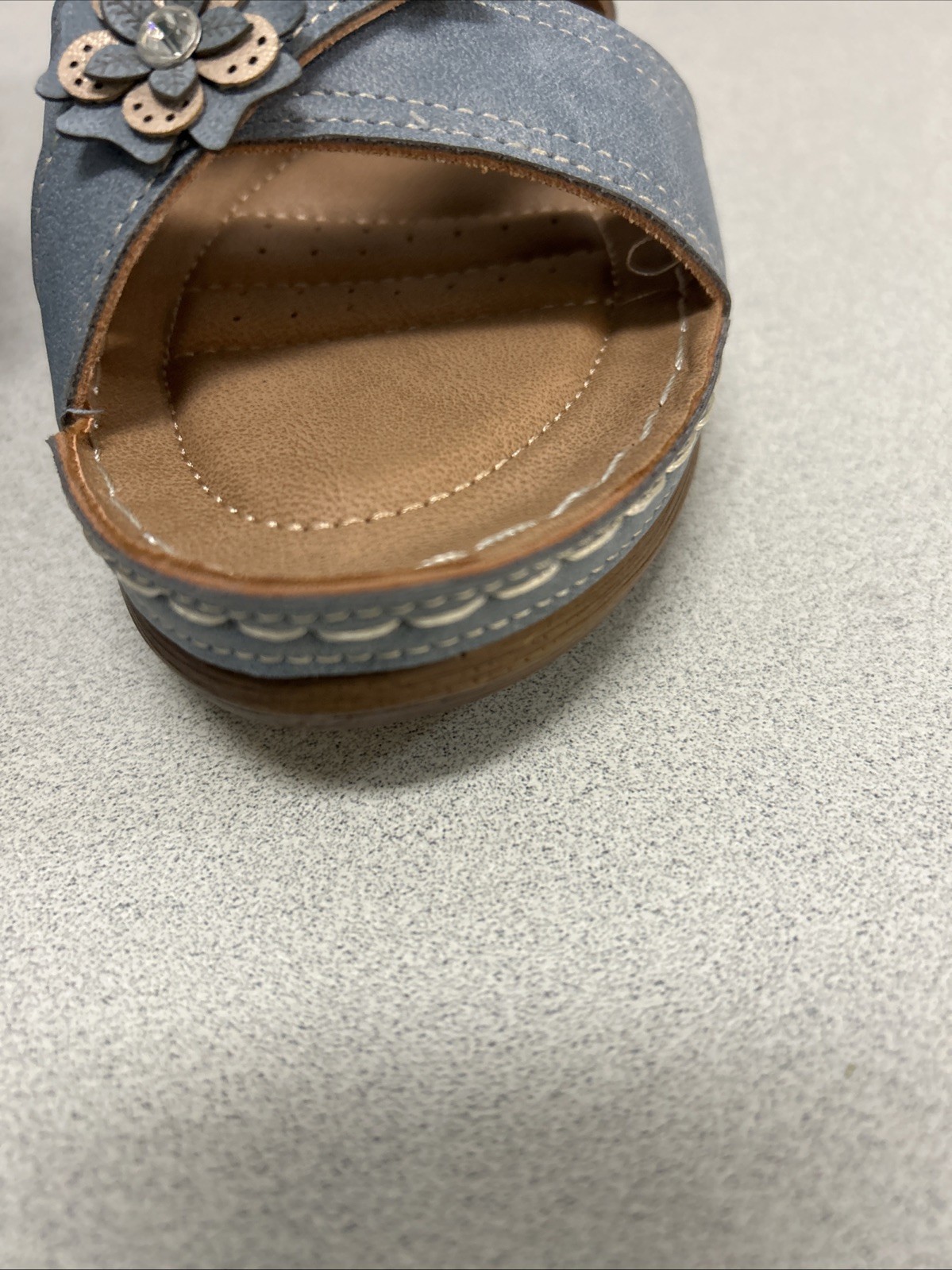 Patrizia by Spring Step Women Size 40/US 9 Wedge Slip On Sandal Blue Floral