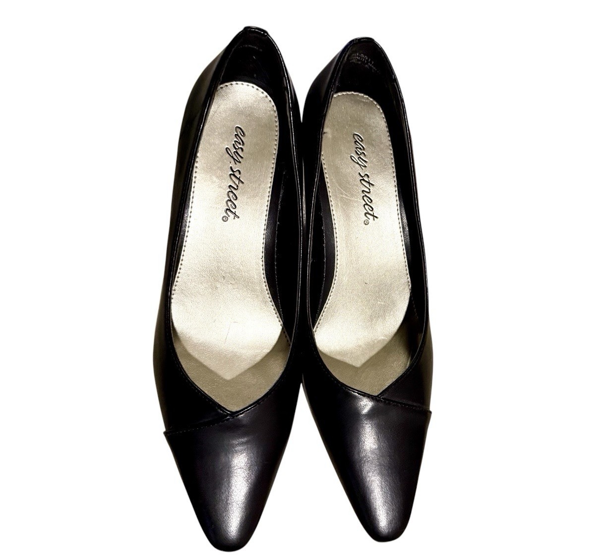 Easy Street Women’s Black Chiffon Kitten Heel Pumps Sz 8W Style 405511