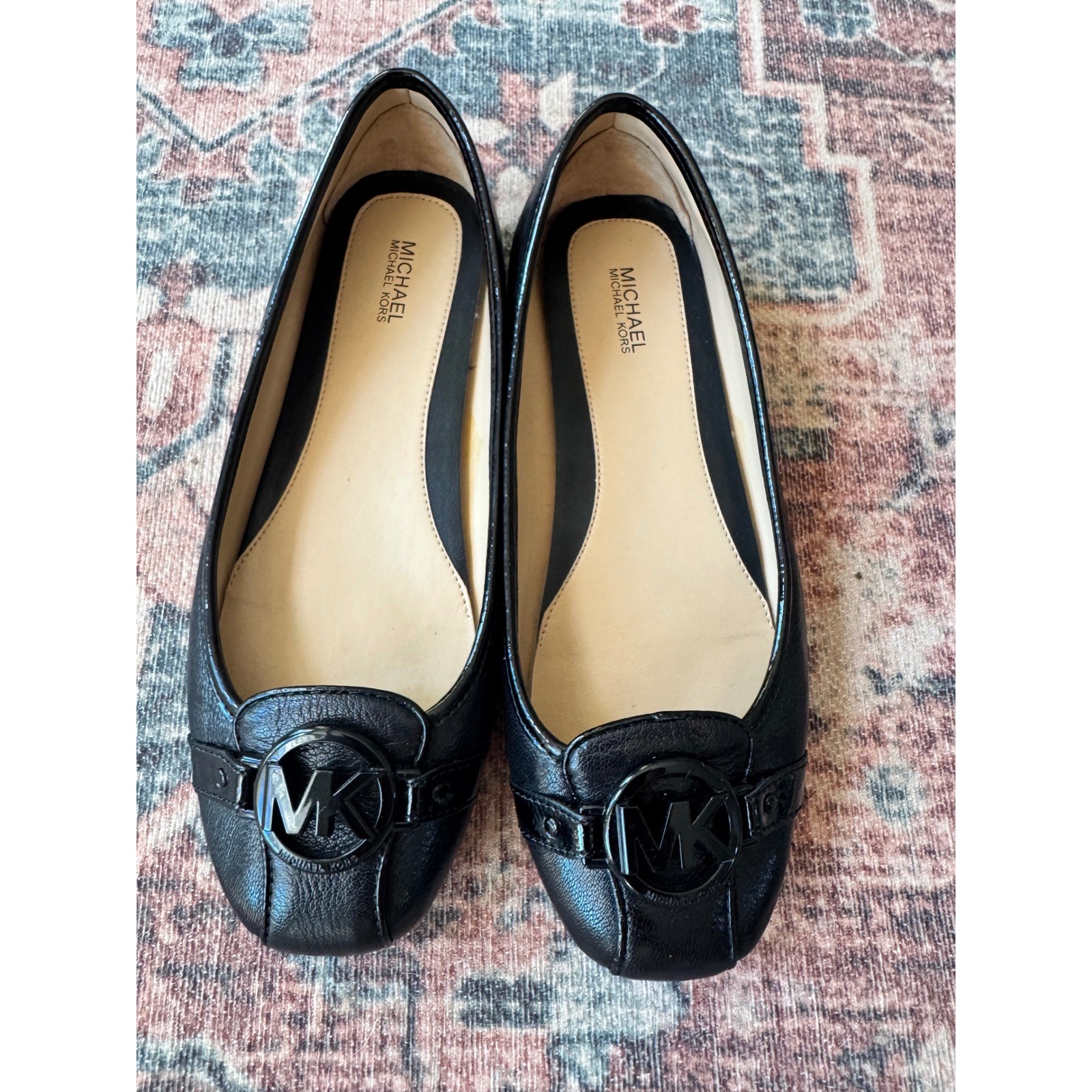Michael Michael Kors Fulton Moc Black Leather Logo Medallion Moccasin Flats 8.5M