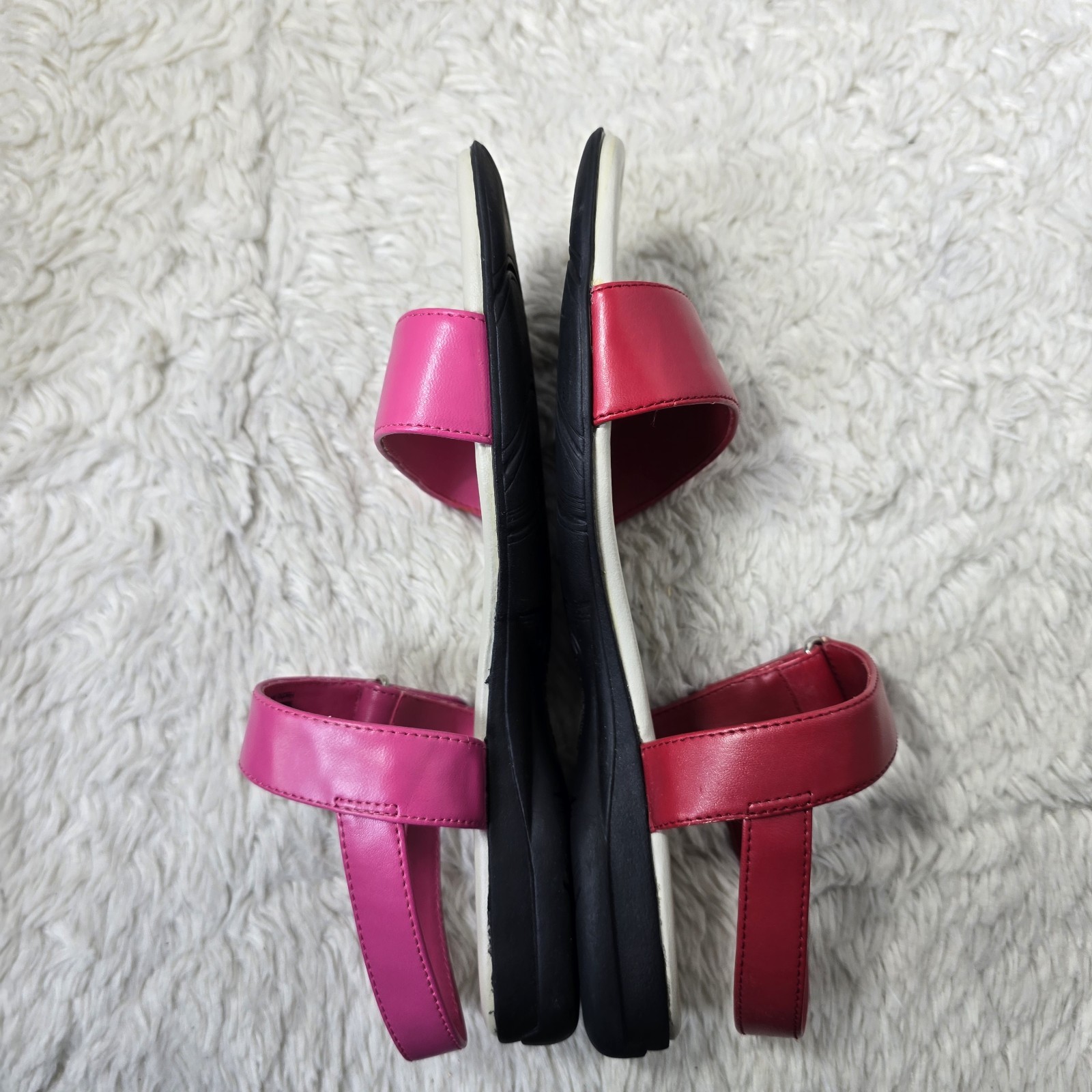 White Stag Sheila Sandals Lot Slides Flats Women’s 6.5 & 7 Pink Red Faux Leather