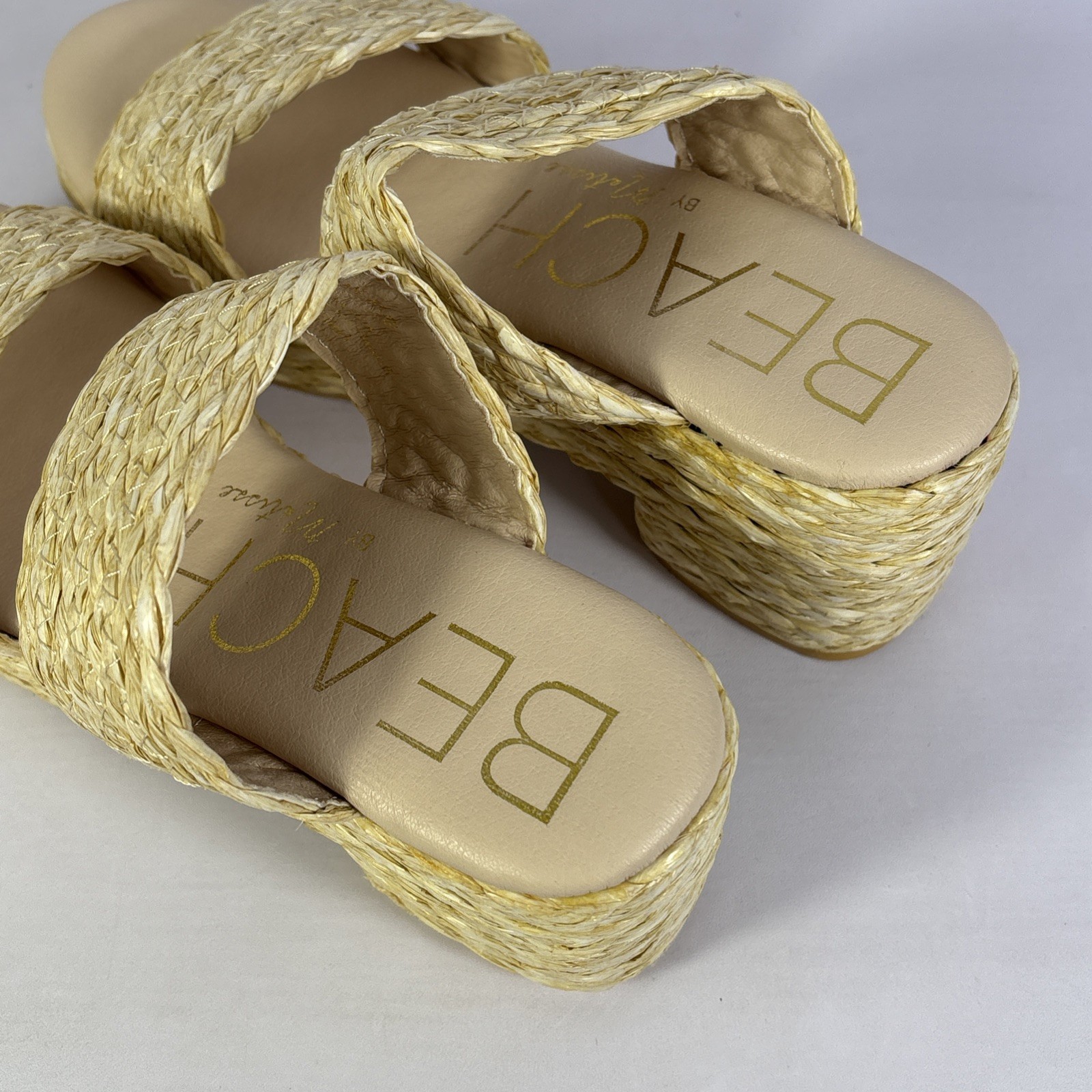 Beach By Matisse Sandal Women’s 8M Slide Platform Heel Raffia CLEAN