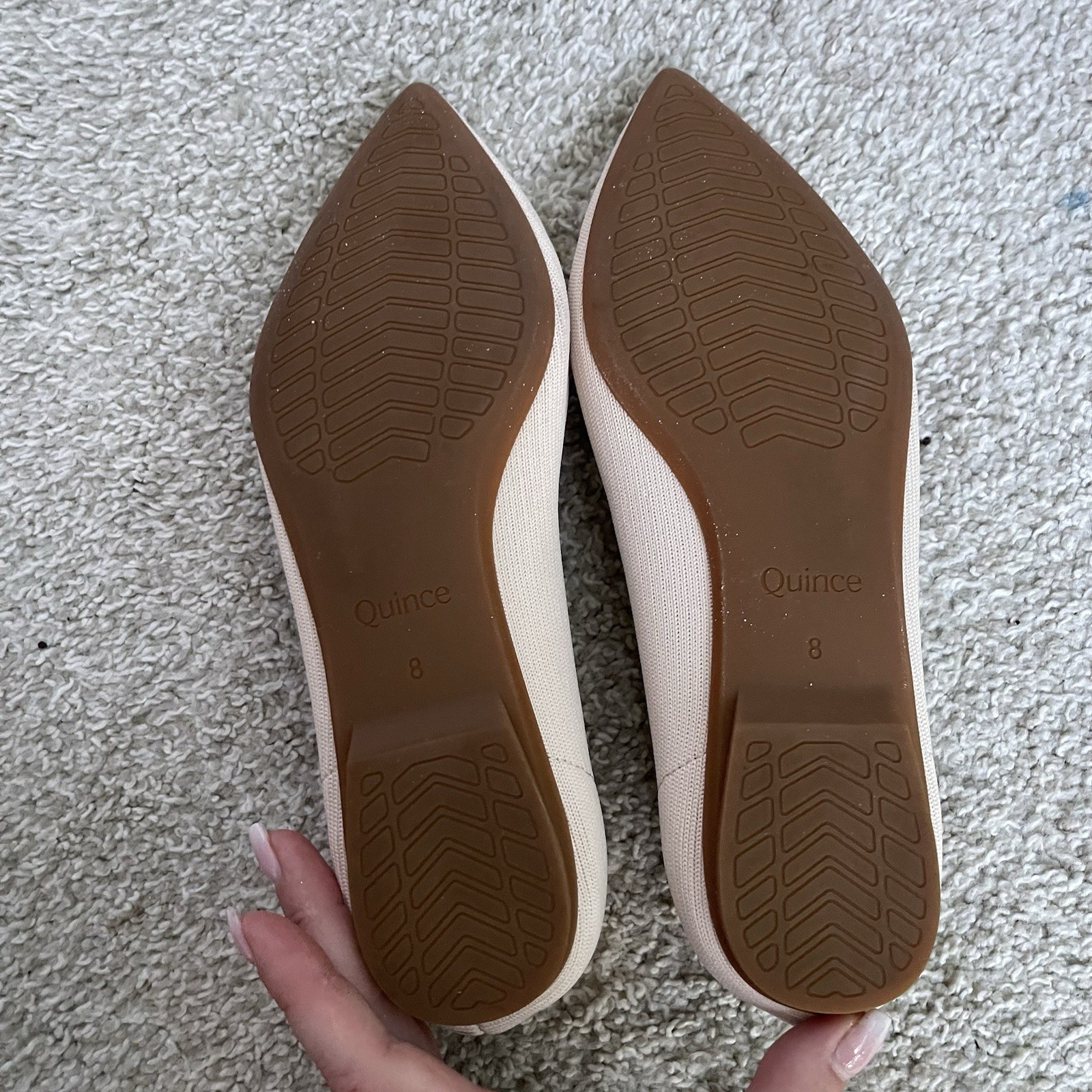 Quince Knit Pointed Toe Ballet Flats Womens 8 Tan Slip On Shoes Preppy