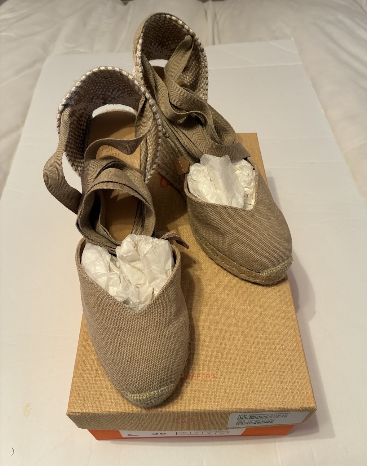 Castañer Chiara Wedge Platform Espadrille Sandal in Sand Size 36/6 with Box