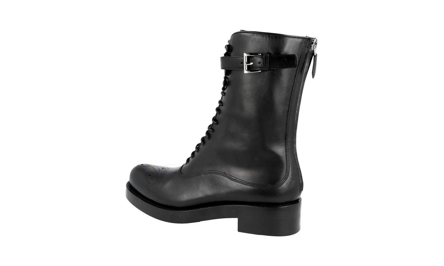 HIGH END PRADA PLATEAU BROGUE HALF-BOOTS 1U053G BLACK NEW US 6.5 EU 36,5 37