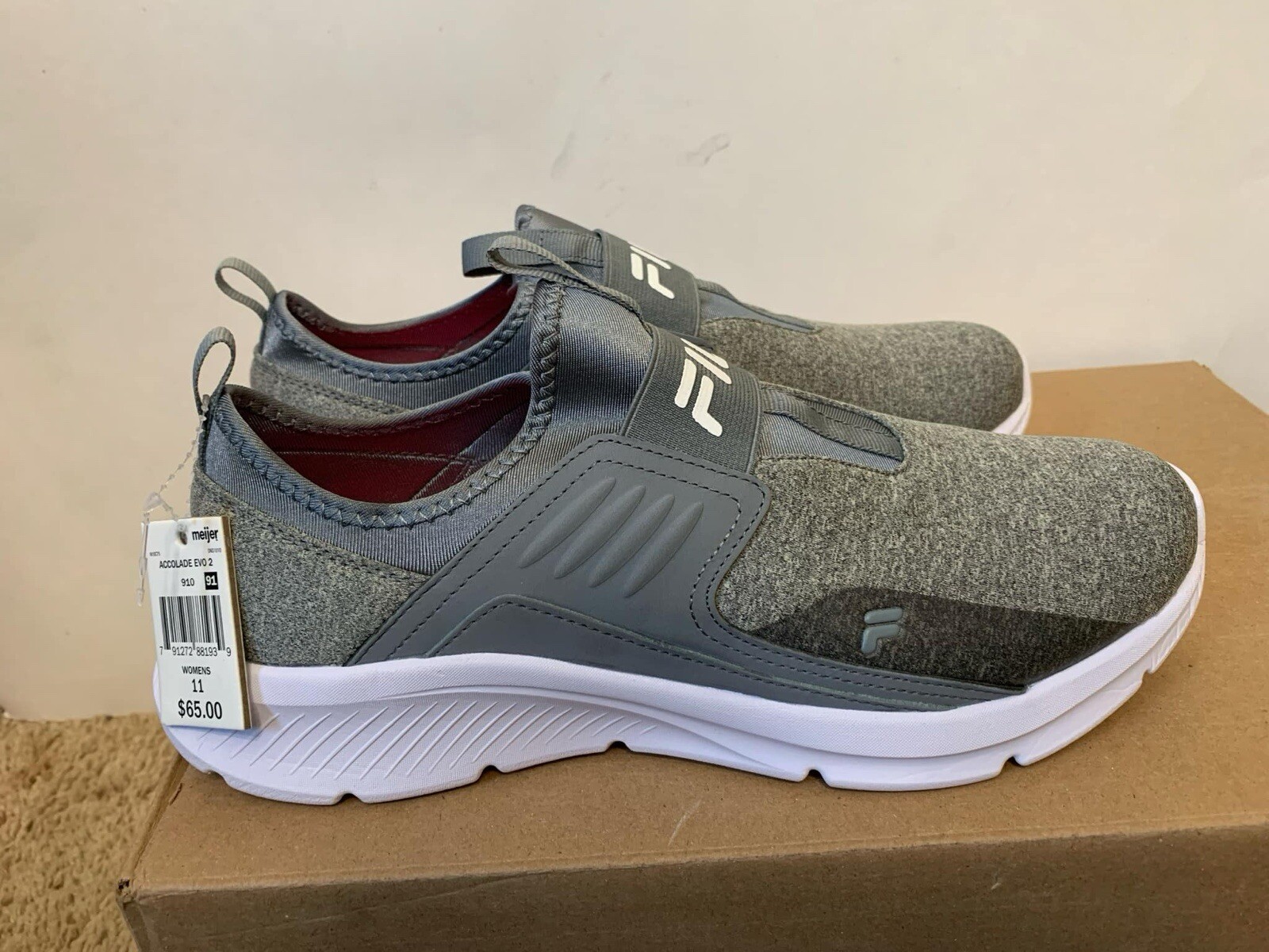FILA Accolade Evo Air Mesh Slip-On Sneaker Heather Gray/White