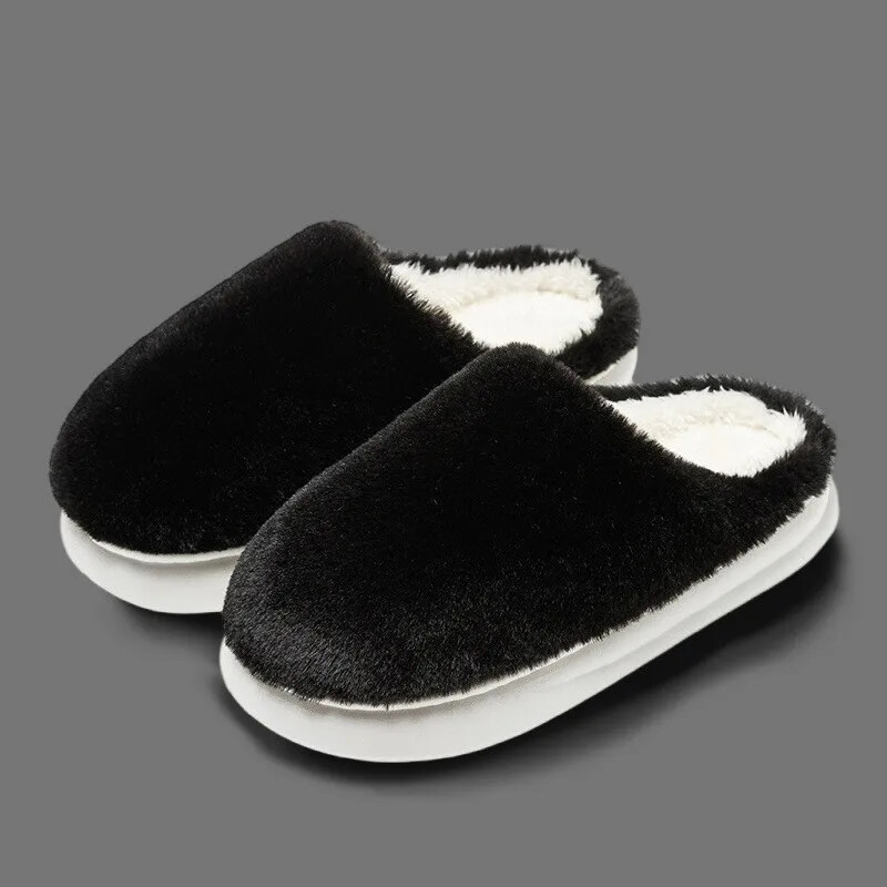 Winter Plush Slippers New Soft Platform Fluffy Slides Comfort Concise Anti Slip