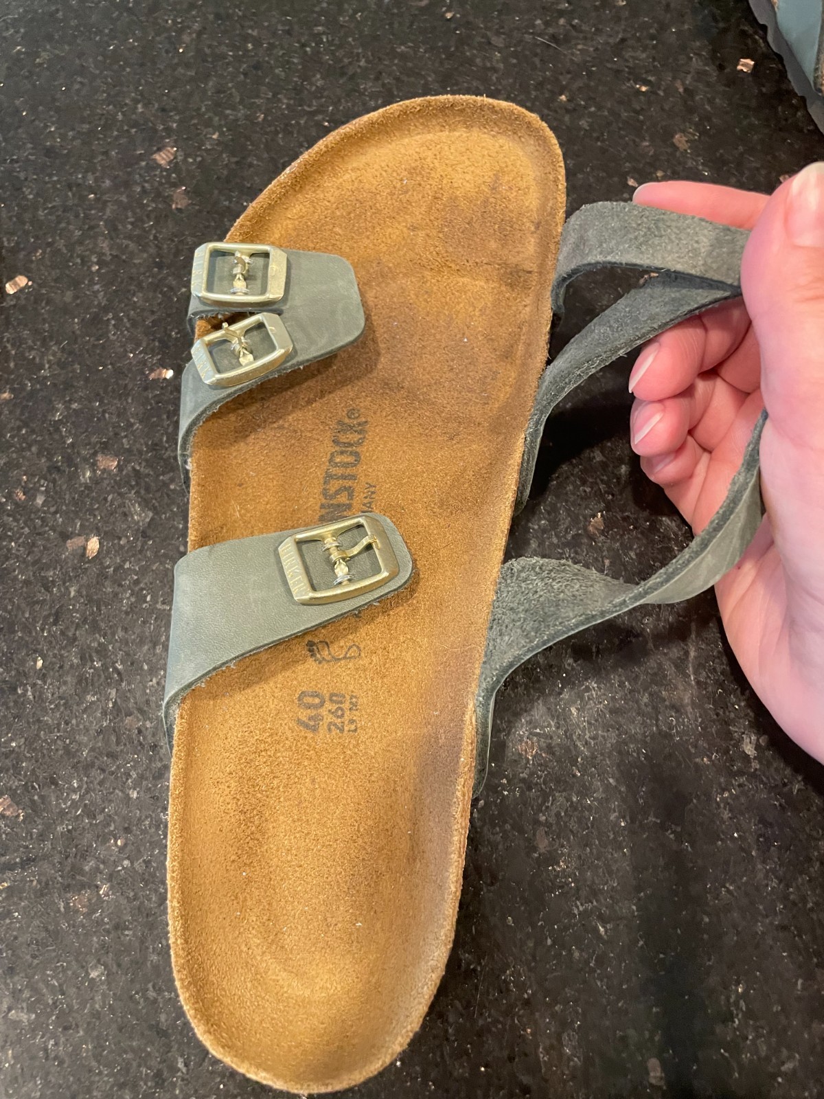 Birkenstock Franca Leather Sandals Thyme Green Womens Size 40 US 9 Regular/Wide