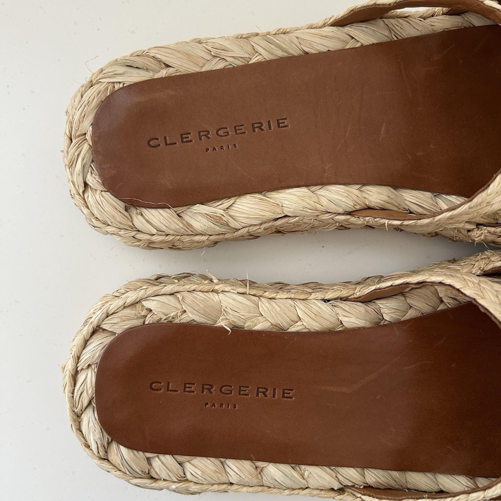 Robert Clergerie Womens Raffia Idalie Sandals Braided Tan Woven Platform Size 39