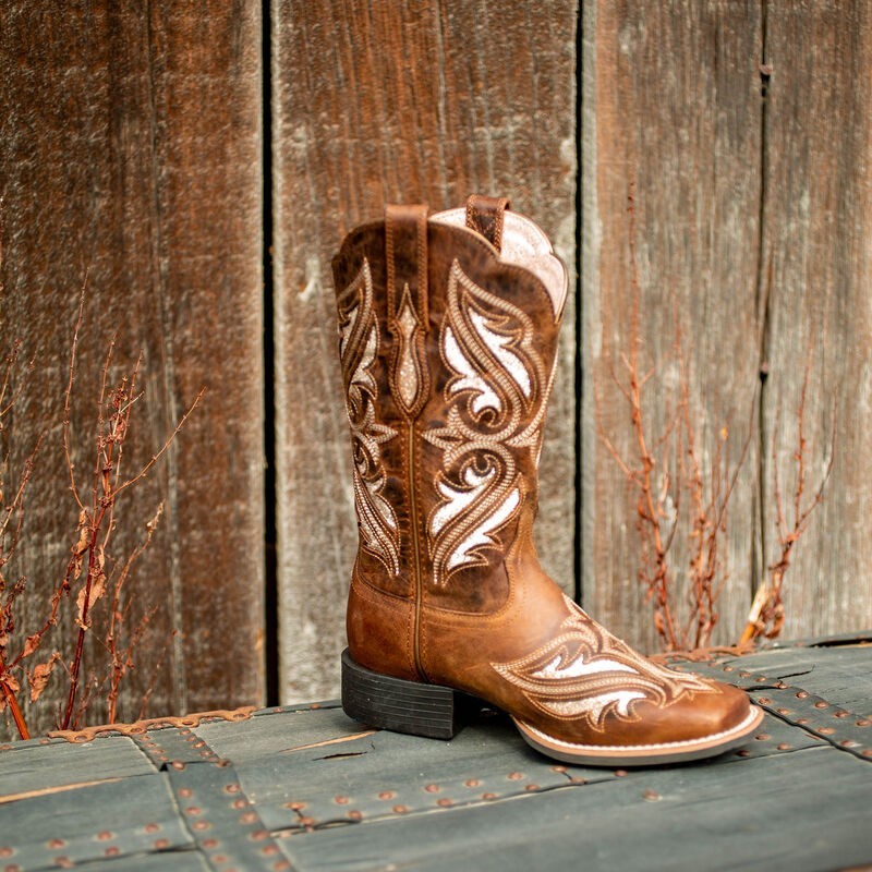 Ariat® (Women’s 7.5 WIDE) Round Up Bliss™ Western Boot, Sassy Brown – $220