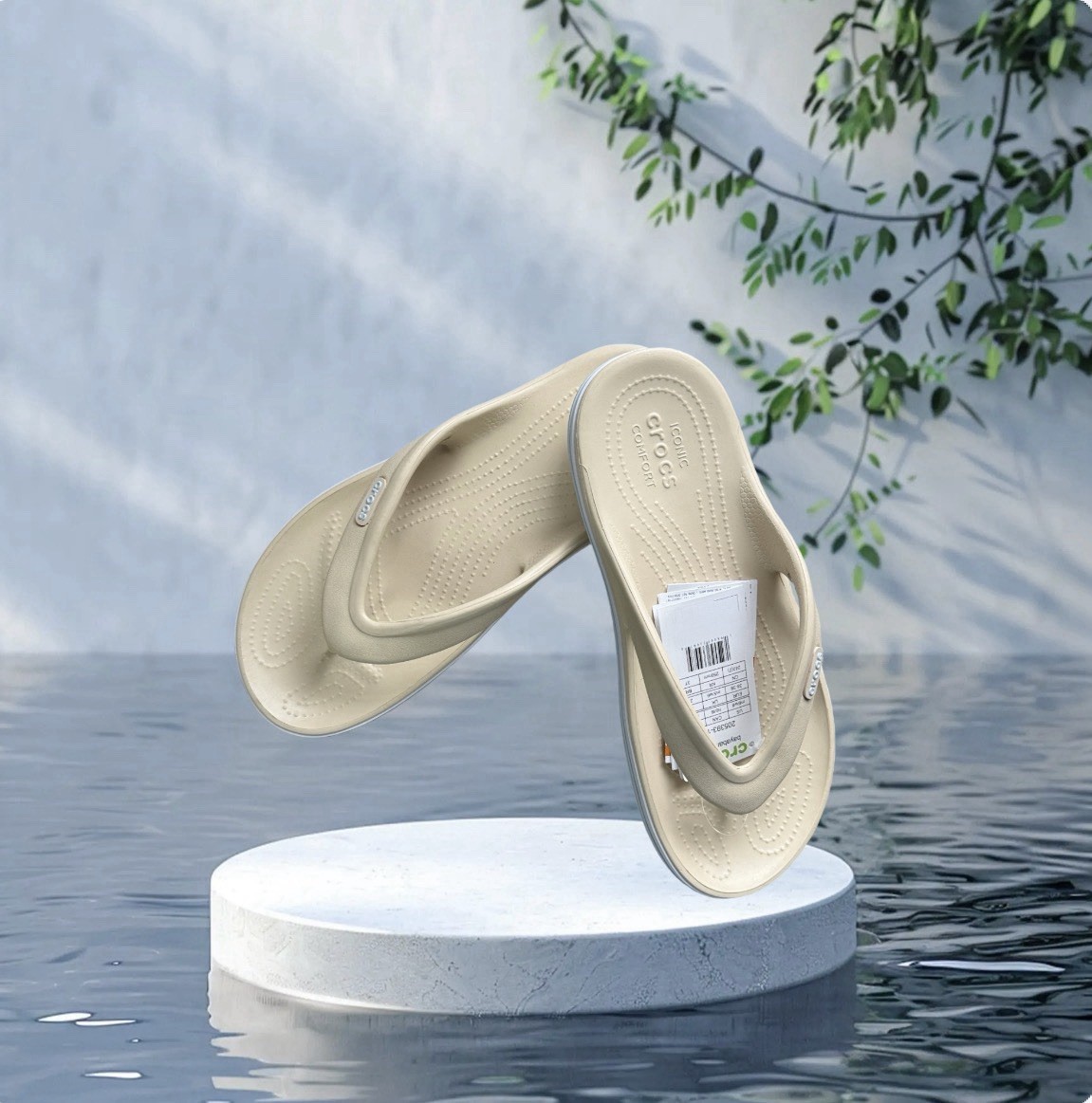 Crocs Bayaband Flip Flops Stucco Tan Sandals Men 7 Women 9 Comfort Shoes 205393