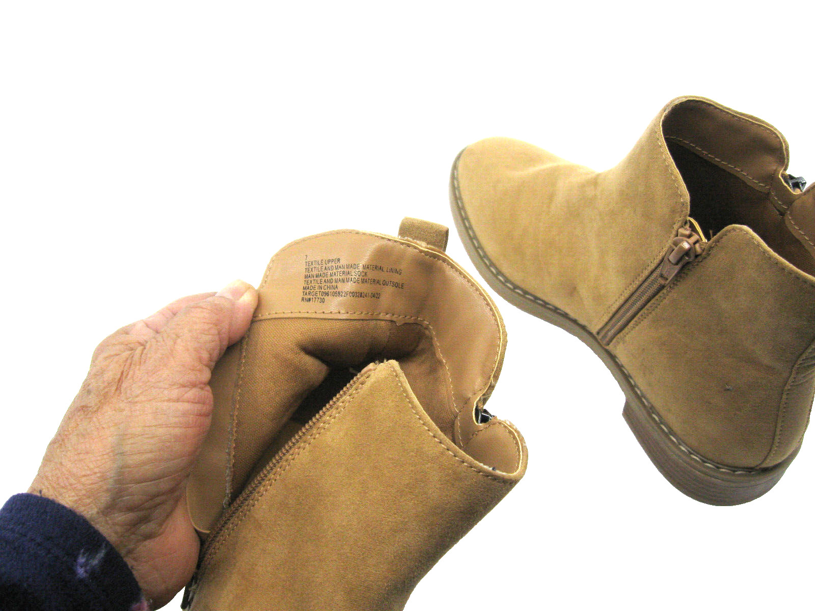 Universal Threads Women Anckle Boots S 7 Beige 2 Zipers 1.1/4 Round Block Heels
