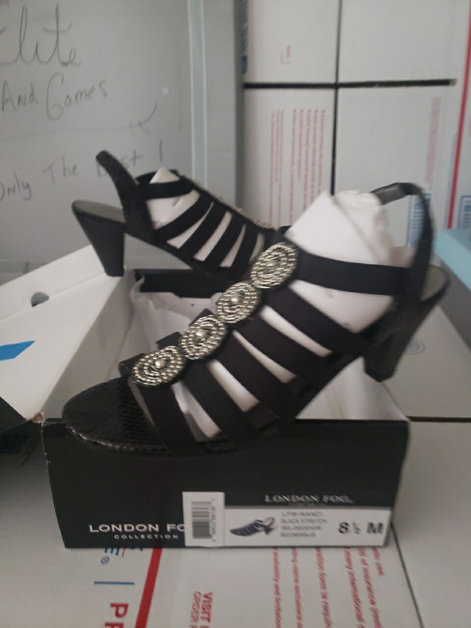 London Fog Nanci Womens Black Strappy Sandals Shoes Size 8.5 M NIB #00s