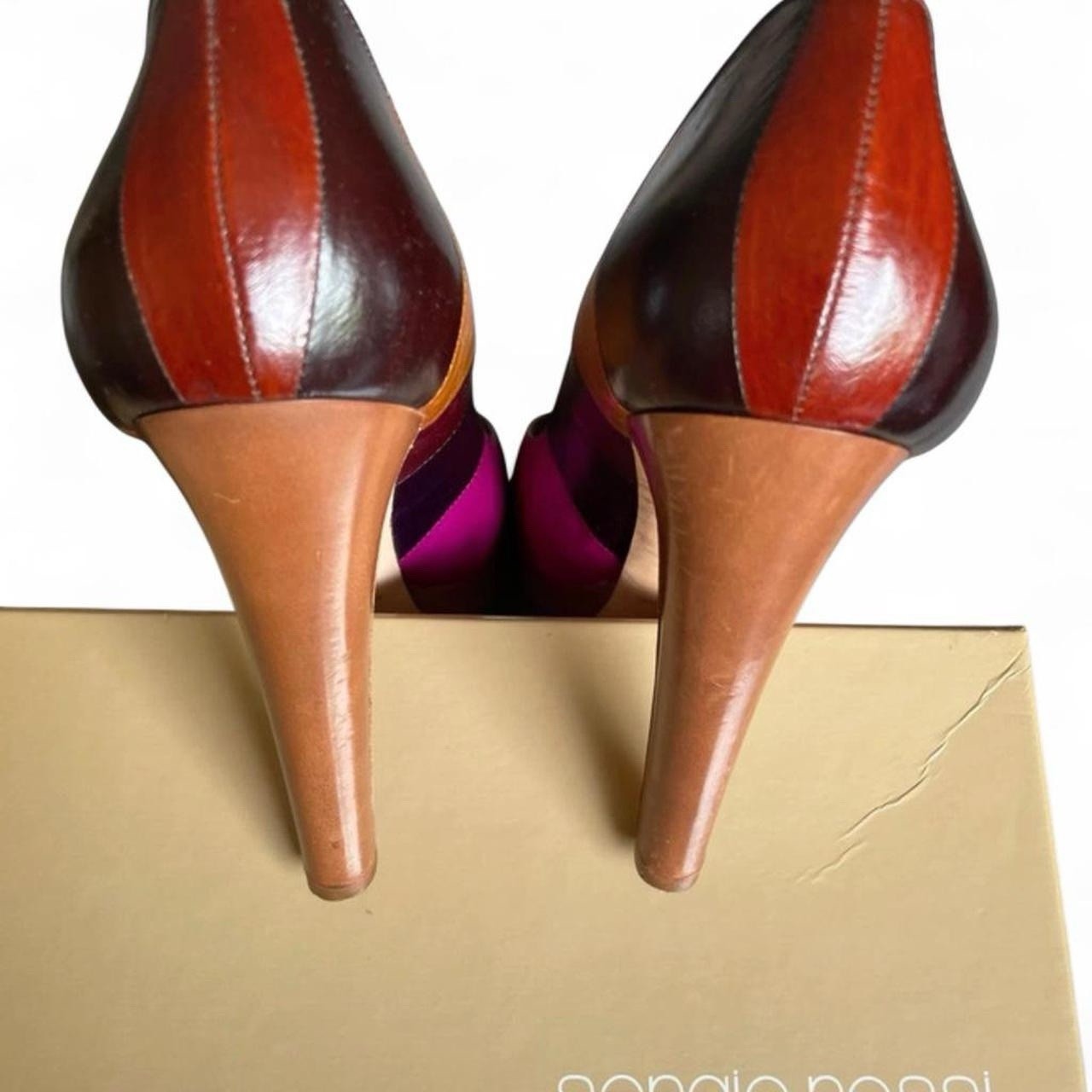 Sergio Rossi Eel Skin Multi Color Peep Toe Platform High Heels EU 41