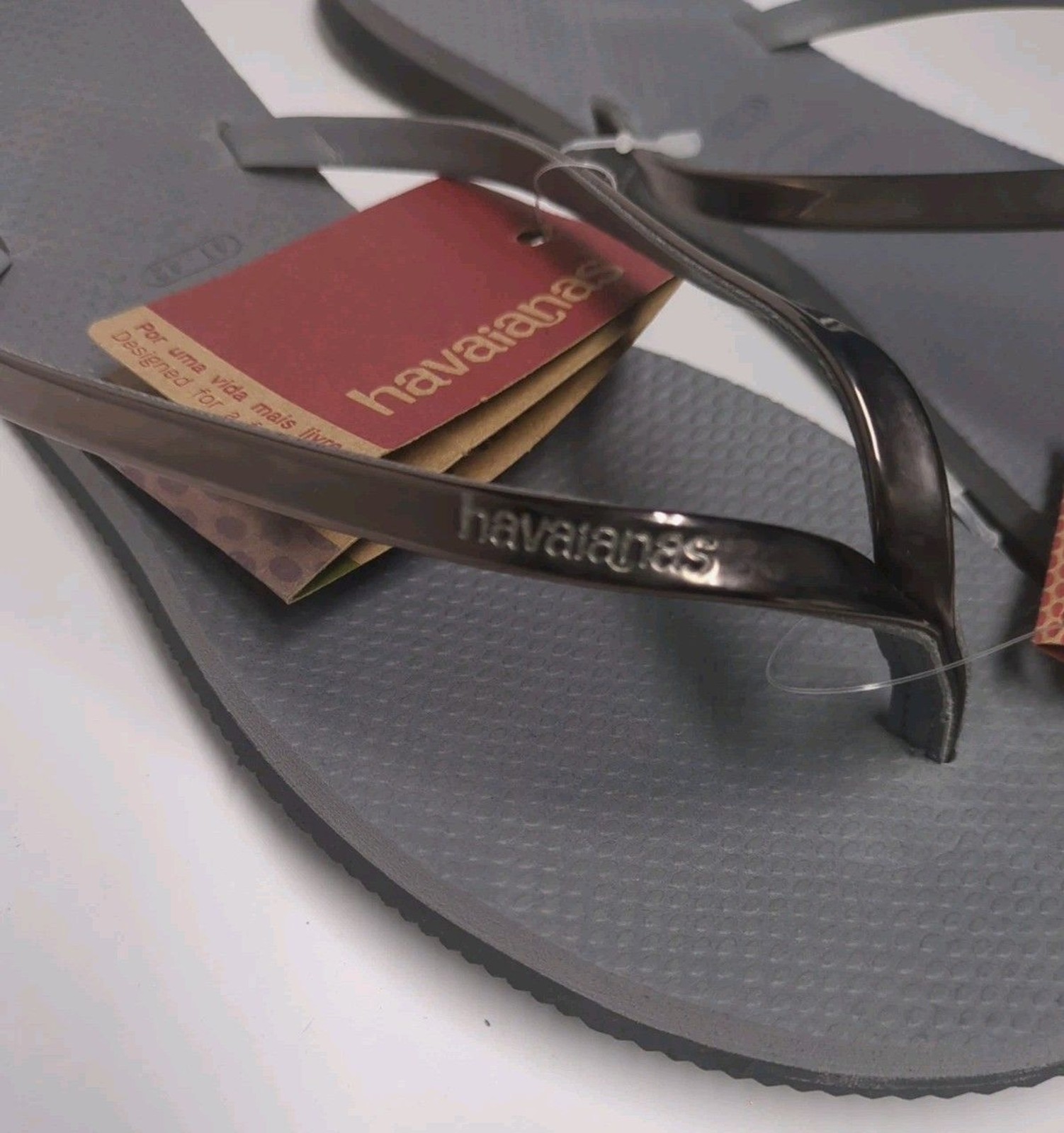 NEW Havaianas Flip Flops Sandals 41-42 Gray Steel Metallic Graphite Women 11 $42