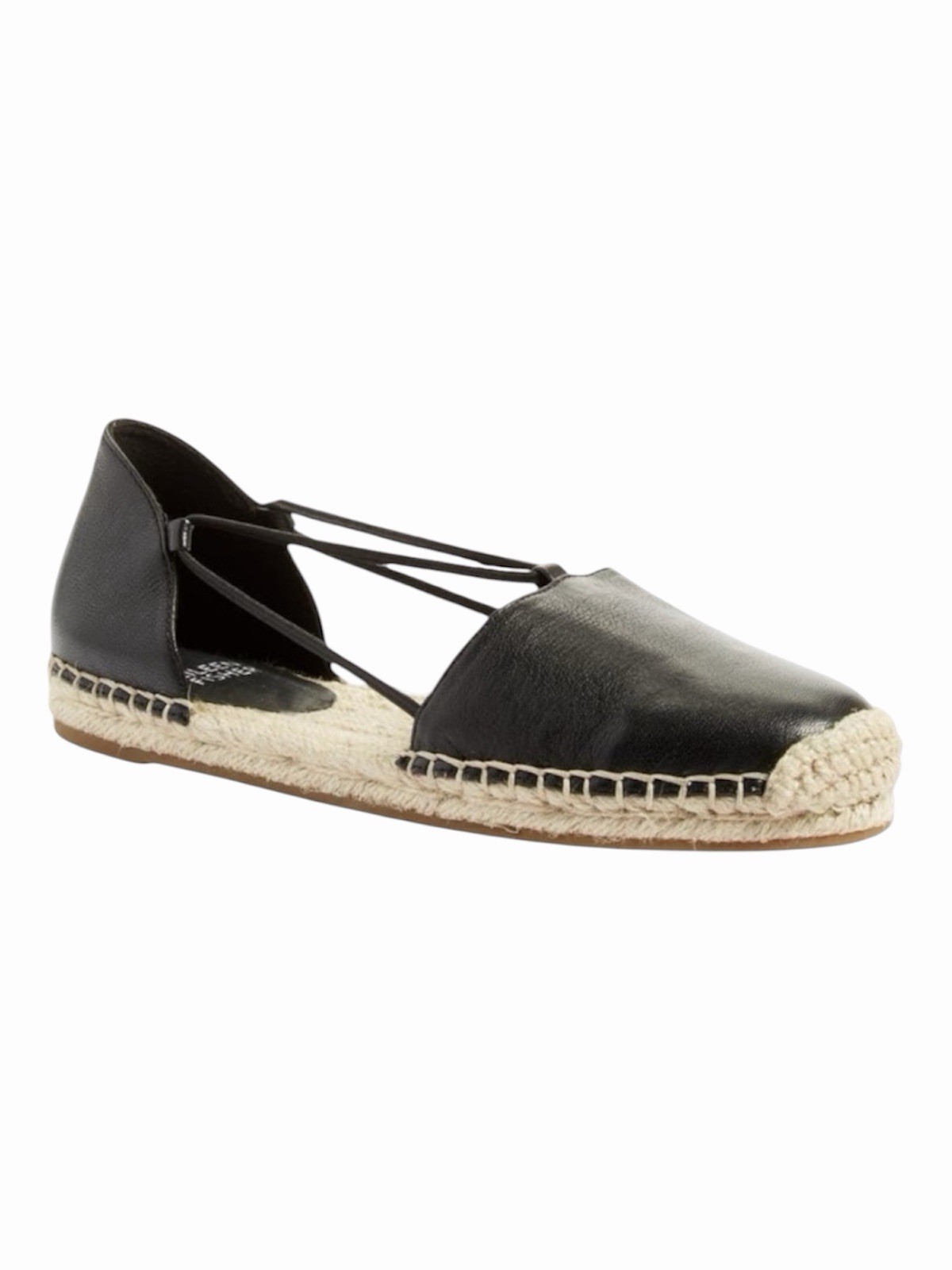 – Eileen Fisher Lee Washed Black Leather Espadrille Shoes