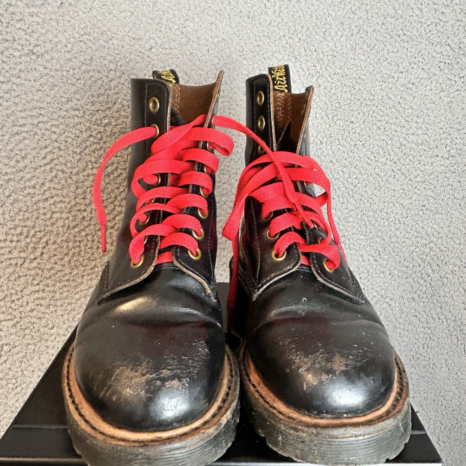 Dr. Martens 1460 Pascal Virginia Leather Boots for Women Red laces Size US 5
