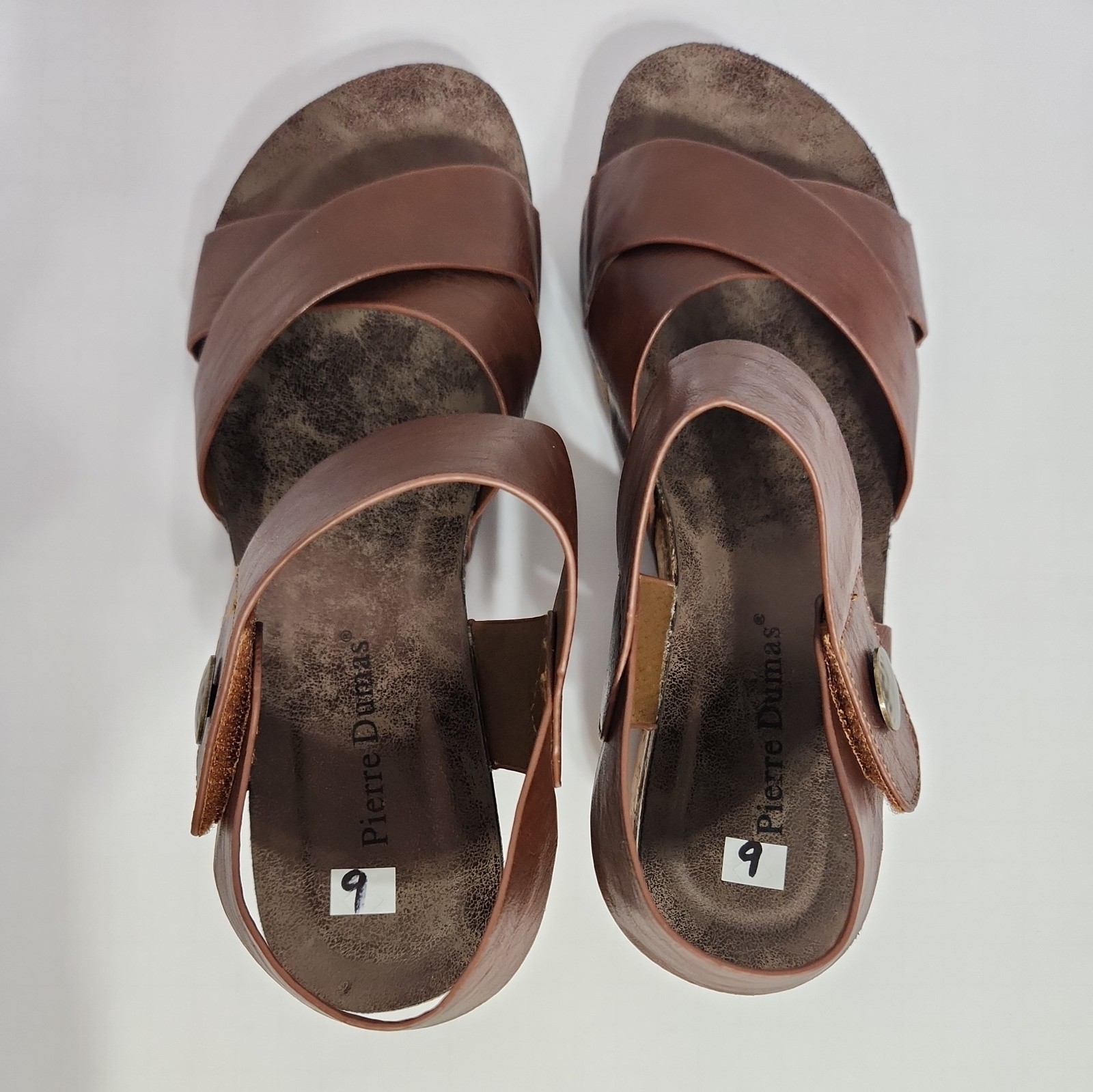 New Pierre Dumas Size 9 Chantal 4 Whiskey Brown Womens Wedge Heeled Sandals Boho