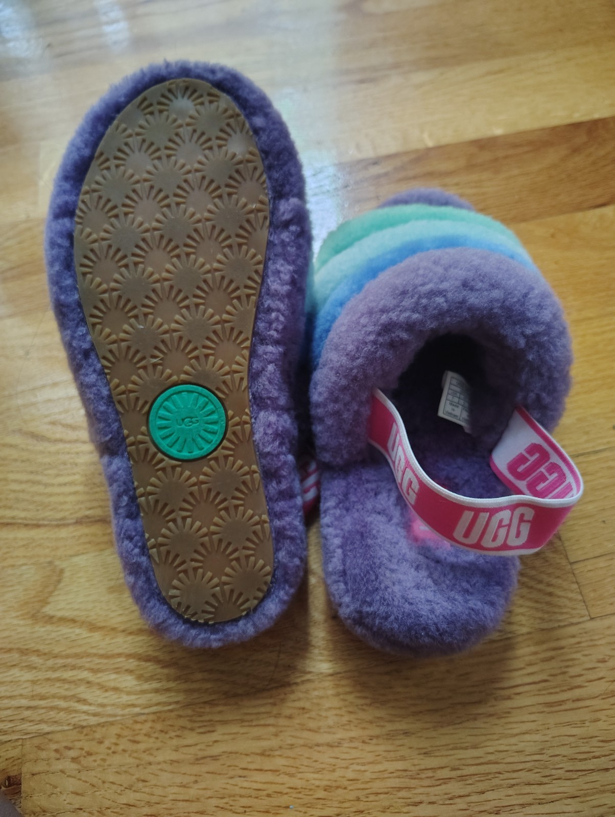 UGG Fluff Yeah Purple Slide Sheepskin Slipper Sandal, Size US 7, Worn Once