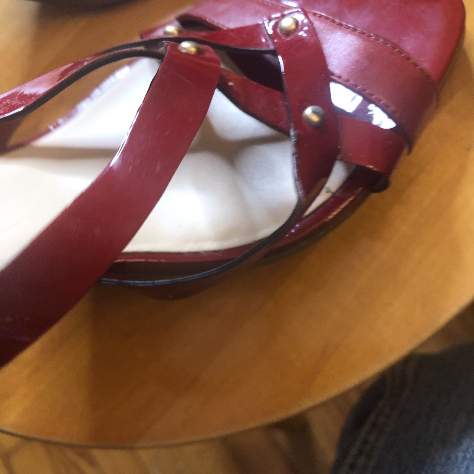 Cole Haan Sling Back Strappy Red Patent Leather Heels Sandals Size 9.5 K9-D31160