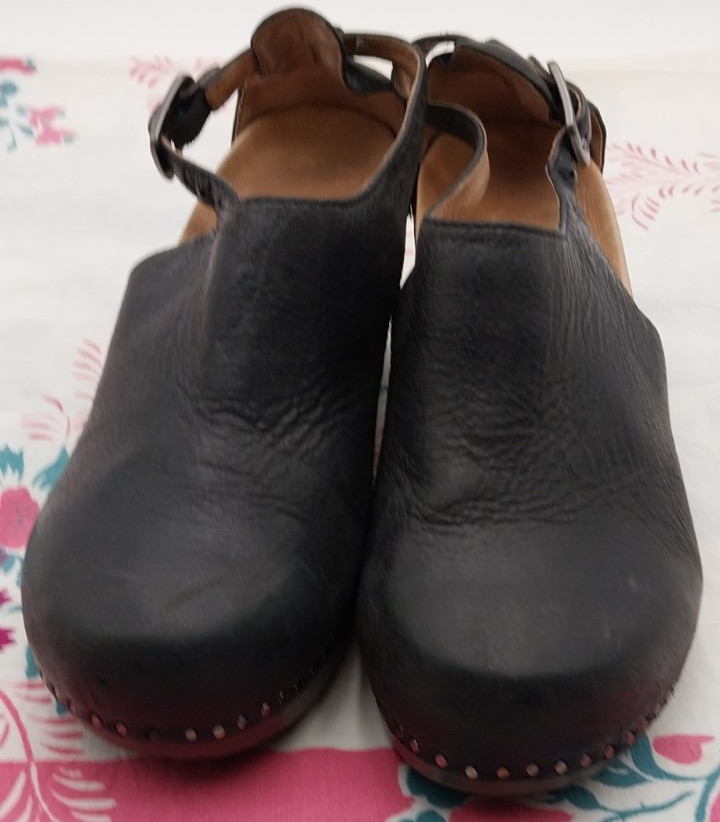 Dansko Black Slip-On Clogs with Adjustable Heel Strap