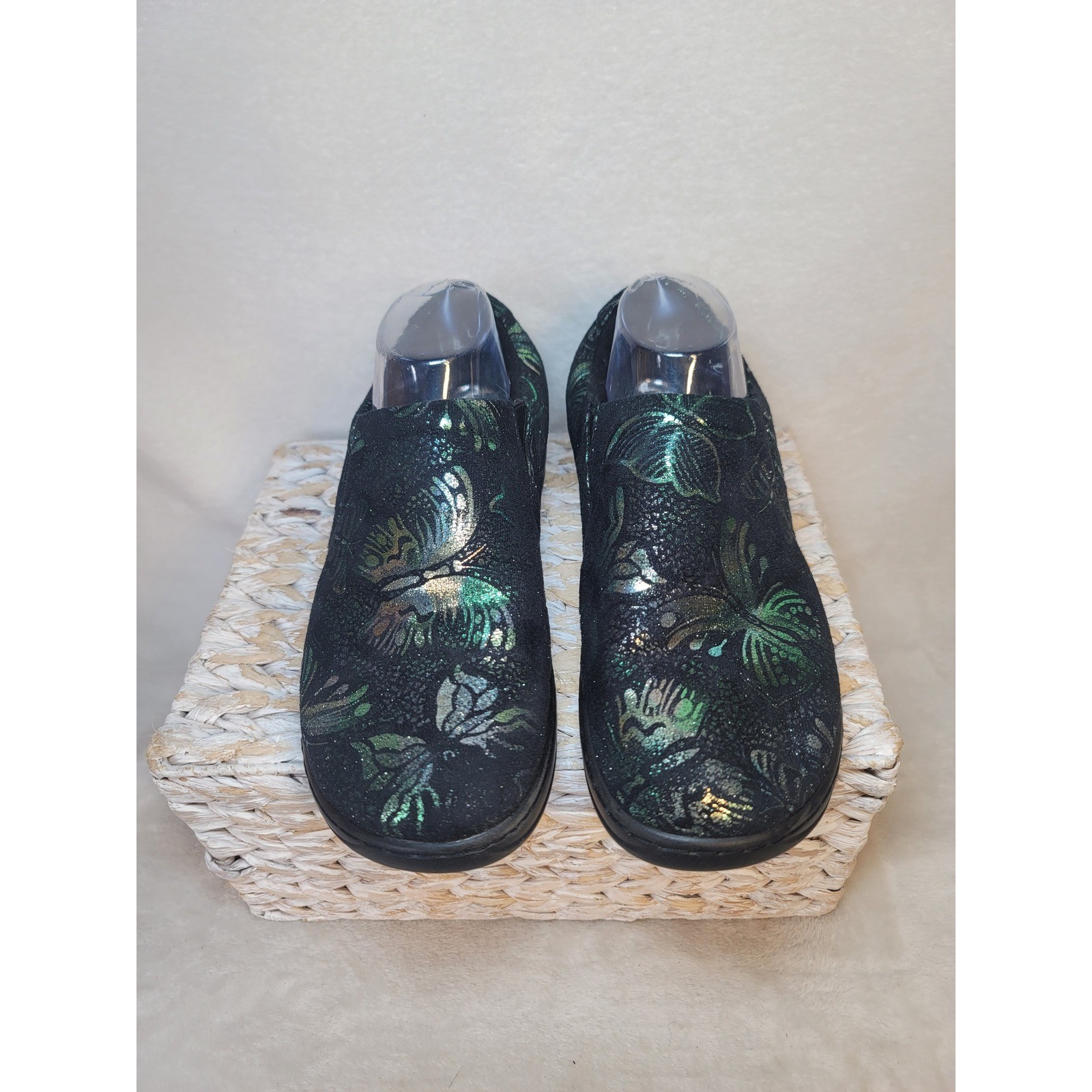 Spring Step Metallic Butterfly Whimsical Clogs Leather Slip On Work 8.5 Medical