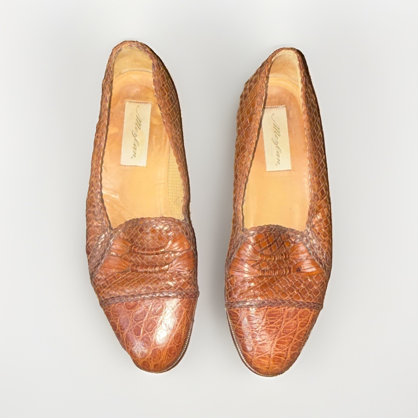 Mezlan Brown Woven Leather Slip On Loafer Flat Round Toe Cushioned Unisex Men 11