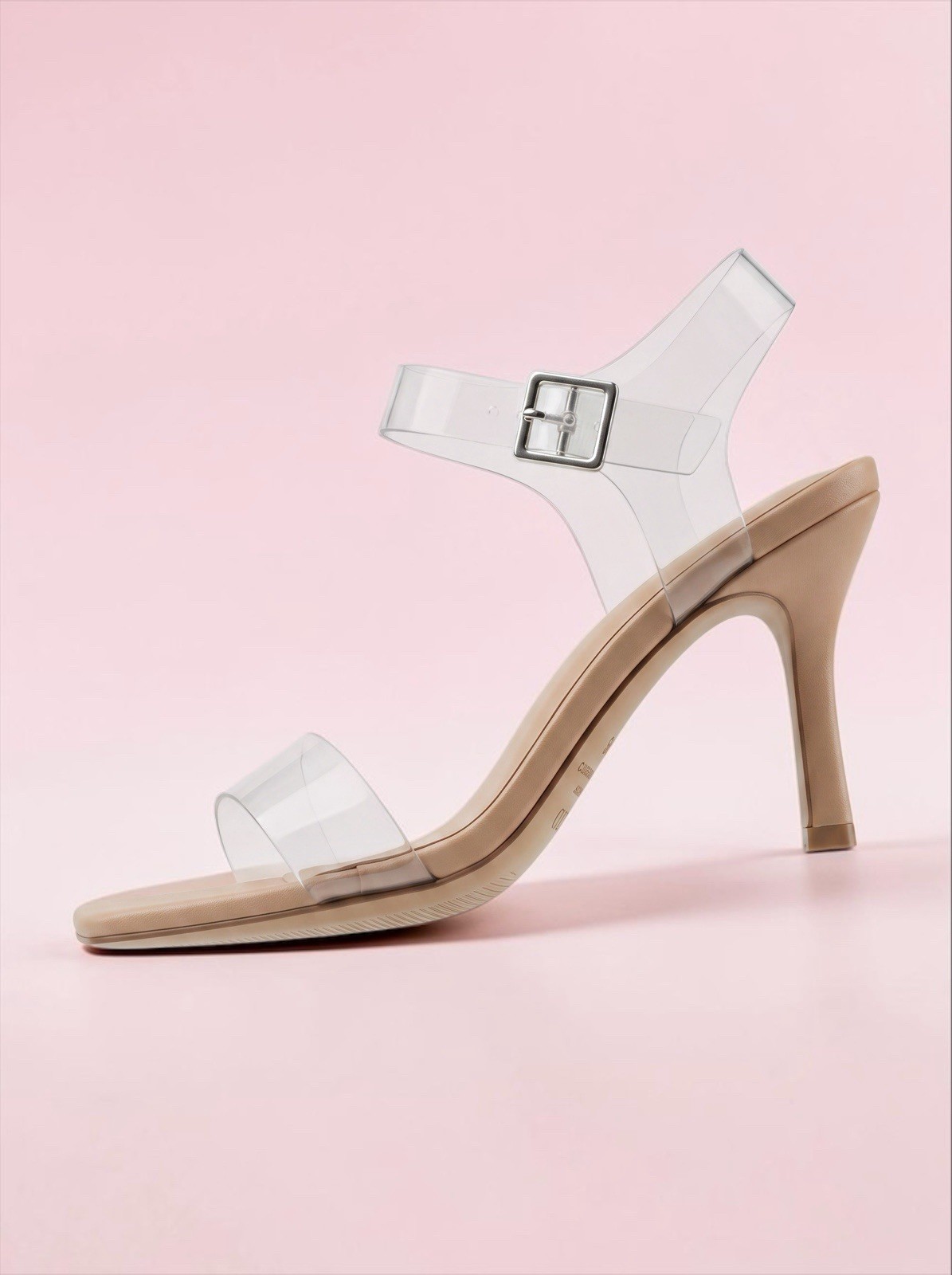 Nude Clear Strap Short Heels Shoes Delicious Size 9