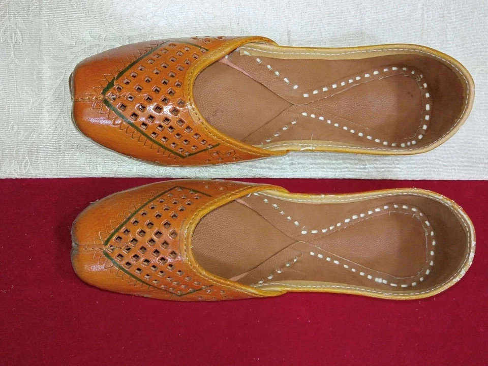 Women Shoes Indian Handmade Leather Punjabi Flip-Flops Brown Jutties US 5.5-6.5