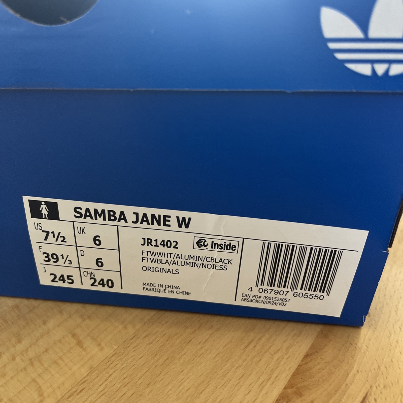 adidas Originals SAMBA JANE JR1402 Cloud White/Alumina Women’s Sneaker size 7.5