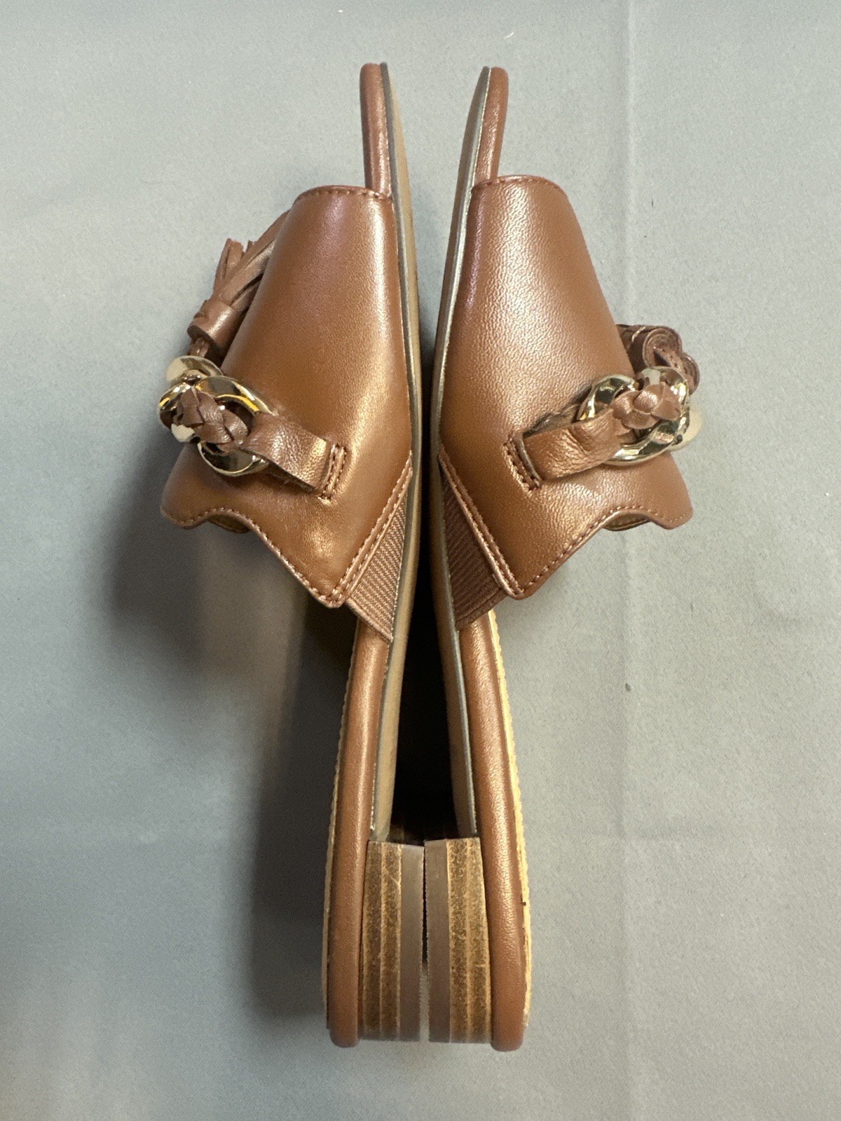 New Johnston & Murphy LILLY Chain Slide Sandals In Cognac Glove – Women’s 6.5M