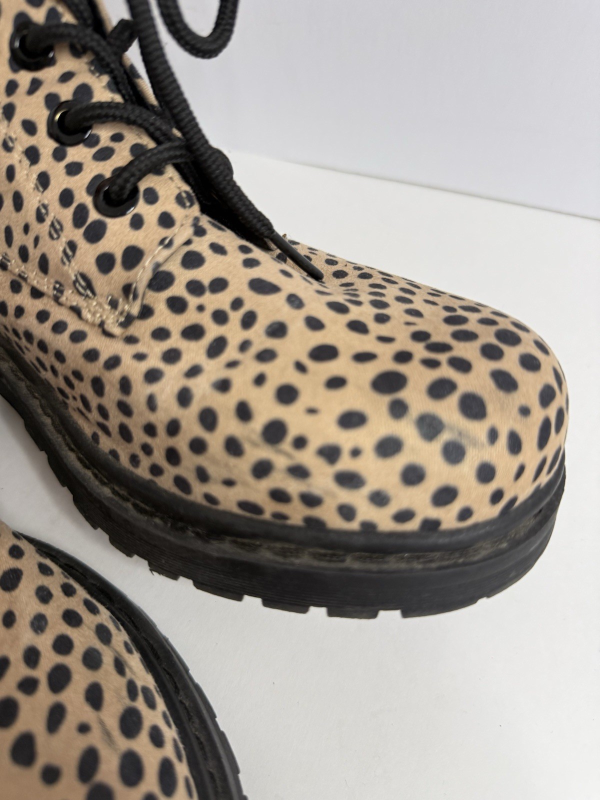 Torrid Leopard Print Combat Boots 9.5WW Wide Width Lace Up Side Zip 13669726