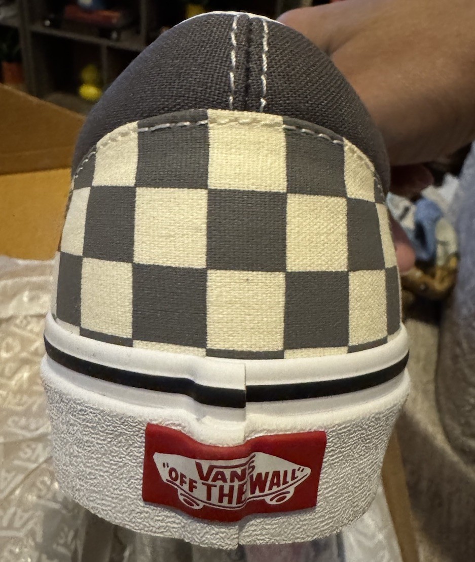 NIB Classic Vans Slip On Signature Checkered Pewter Grey Off White W 11 M 9.5