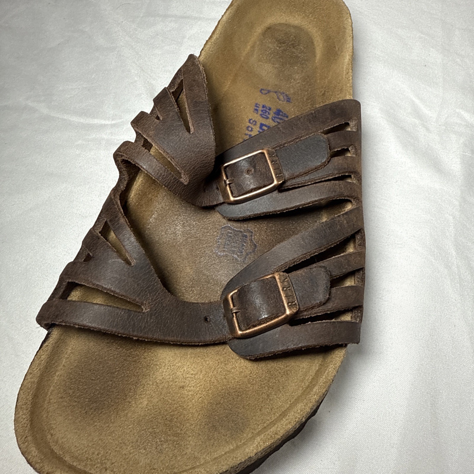 Birkenstock Sandals Brown Granada Slides Leather Buckle Womens 40 L9 M7 2W