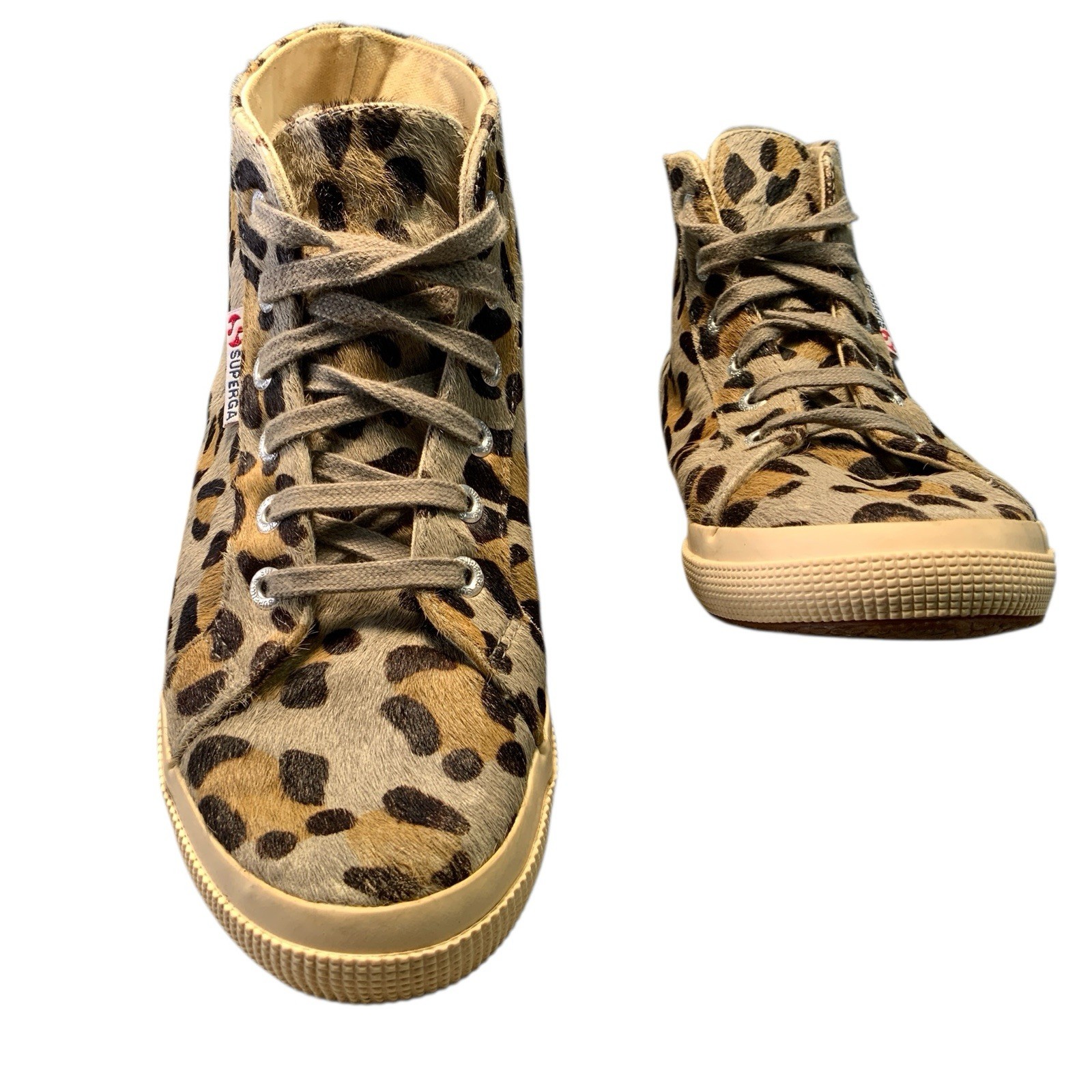 Superga Women’s Size 7 Sneakers Horse Hair Leopard Cheetah Print Shoes Hightop