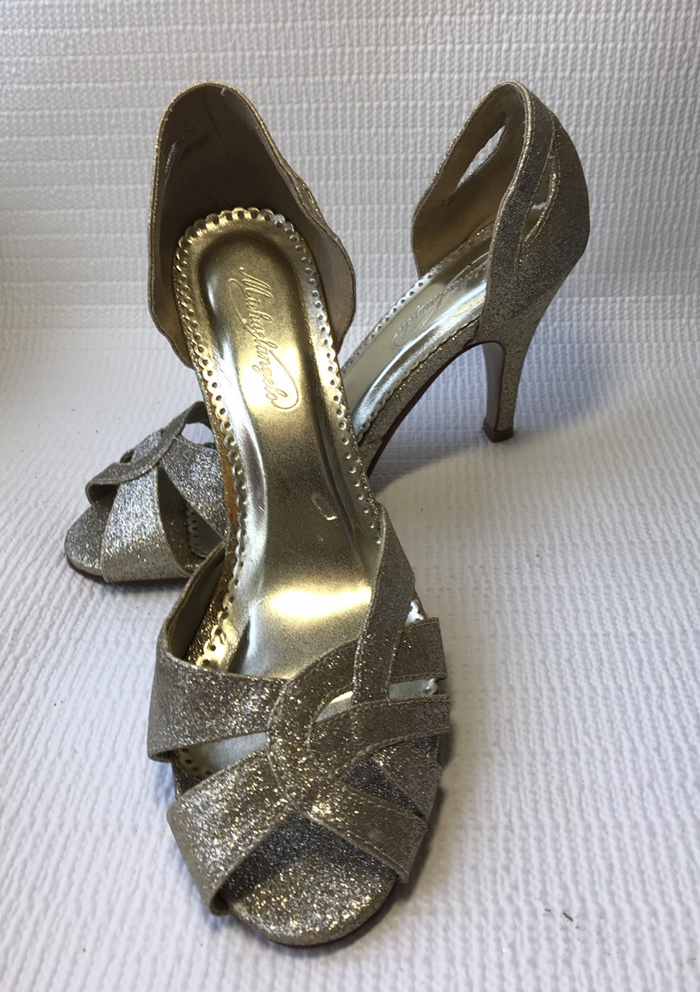 Michaelangelo Womens Gold Sparkle Event Pumps Sz 8M pre-owned