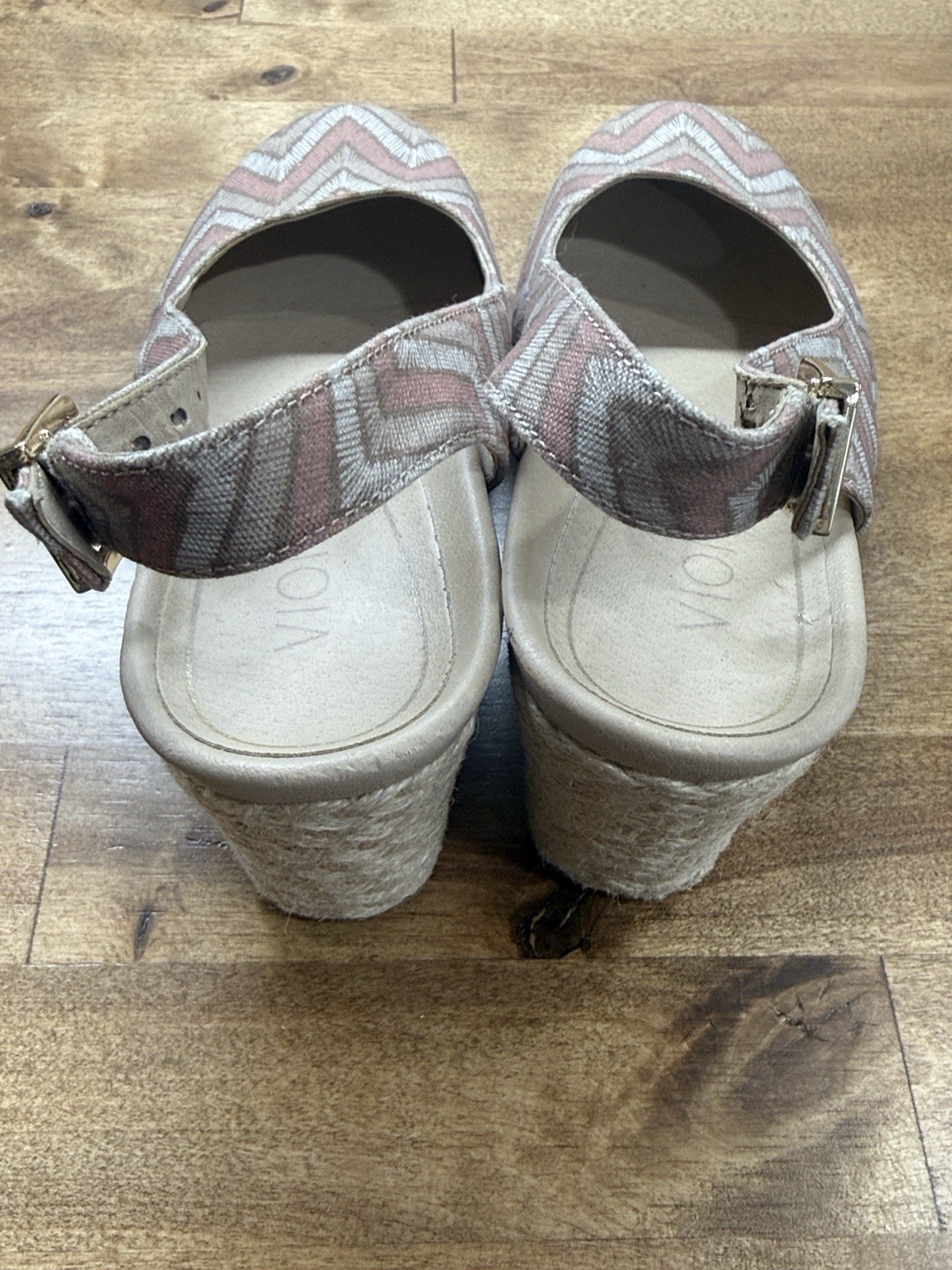 Women’s Vionic Coralina Wedge Slingback Sandals – Dusty Pink/tan Chevron Size 5