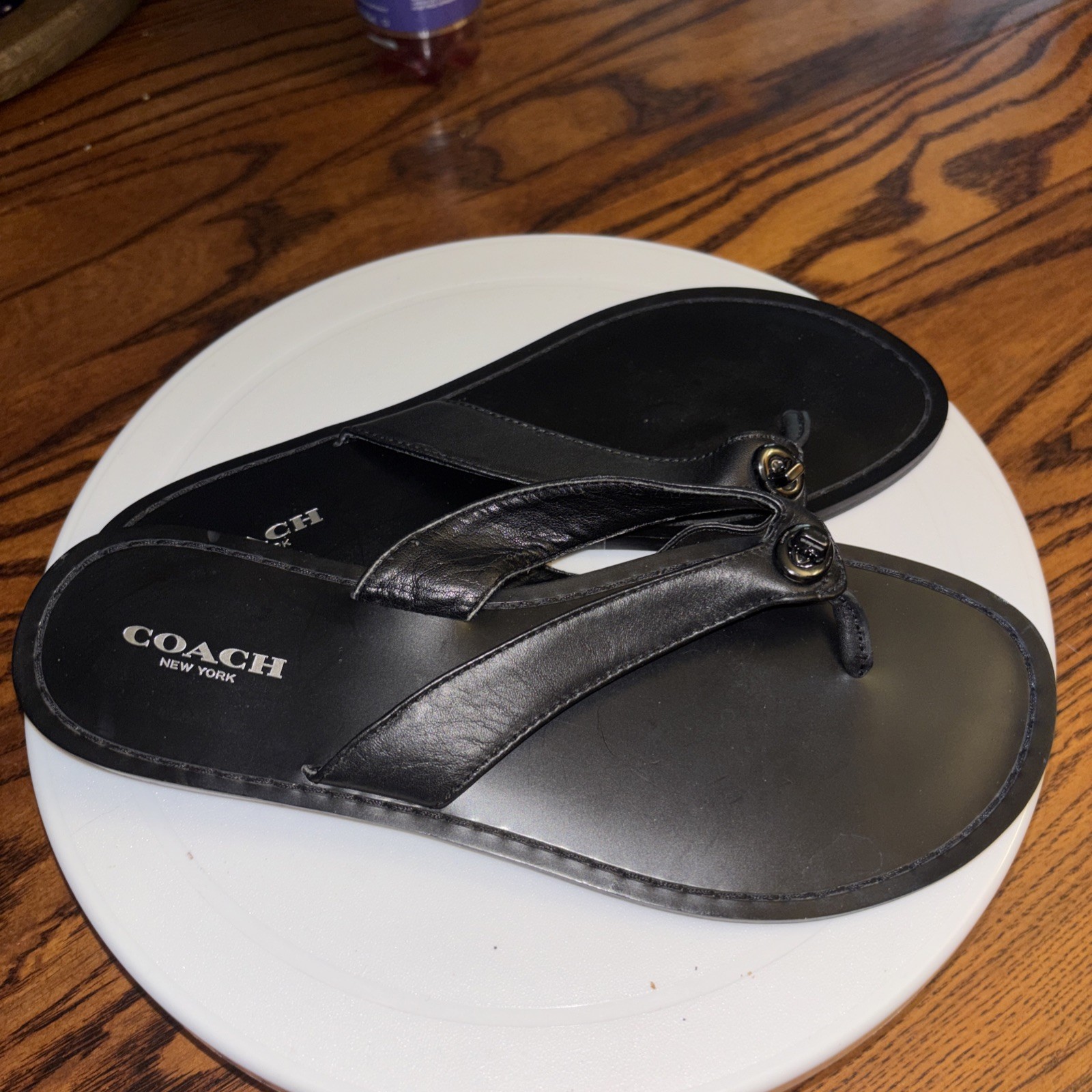 COACH Women’s Abbigail Sandal Black PVC Thong Slide Flip-Flops 6.5B