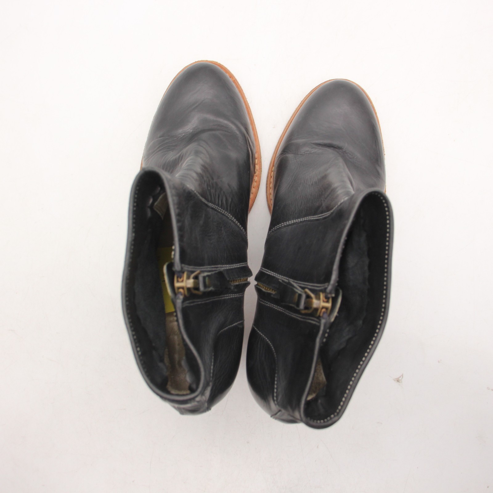N.D.C. Made by Hand Women’s Size EU 37 Black Leather Heeled Ankle Zip Boots