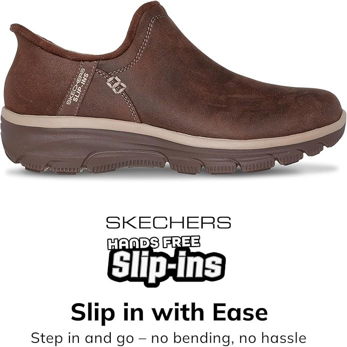 Skechers Women’s Easy Going Modern Hour Slip-Ins Ankle Boot Winter Shoes, Brown