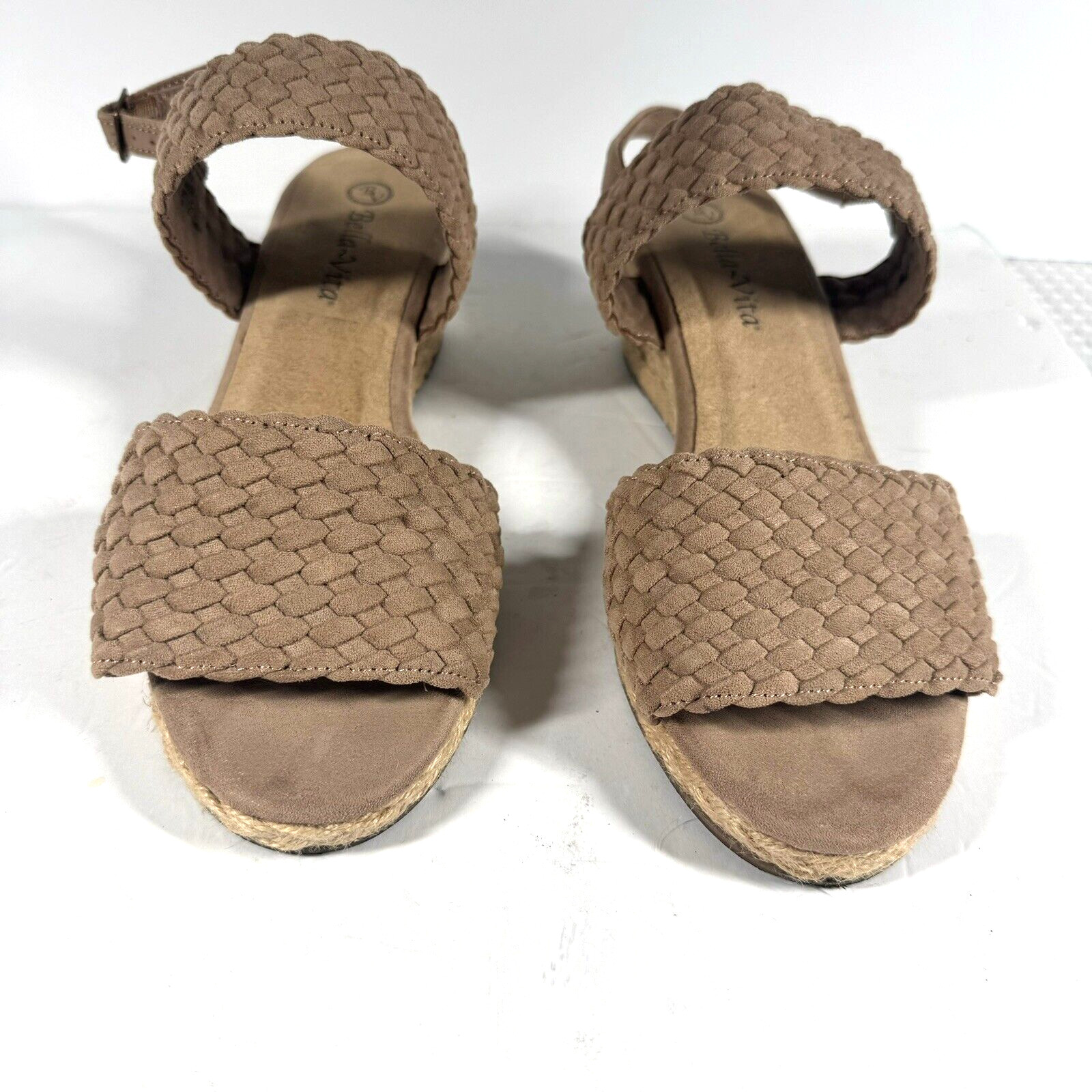 Bella Vita Women 9W Mariella Slingback Wide Espadrille Wedge Sandals Brown