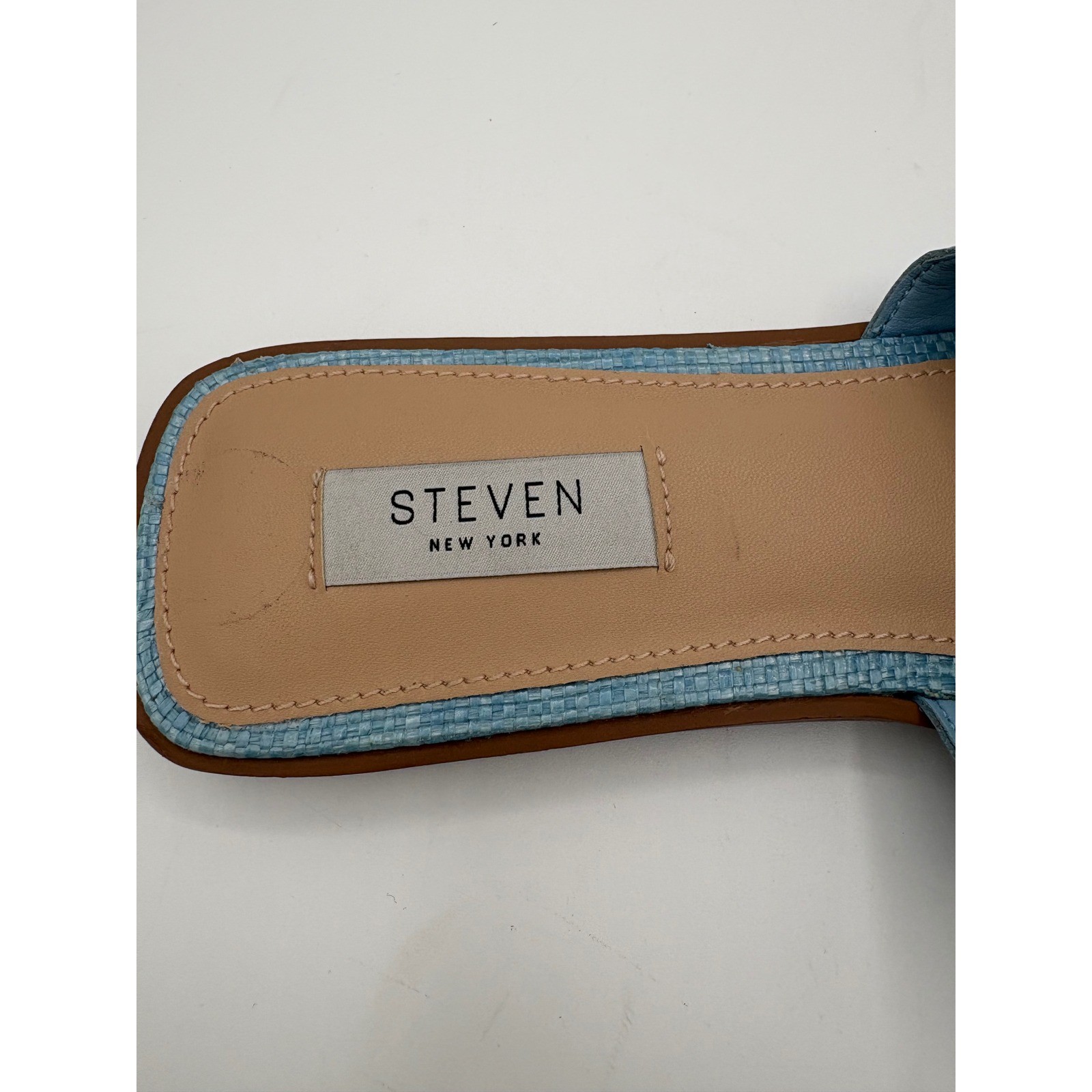 Steven New York Hadyn Light Blue Woven H-Band Slide Sandals Womens 9.5