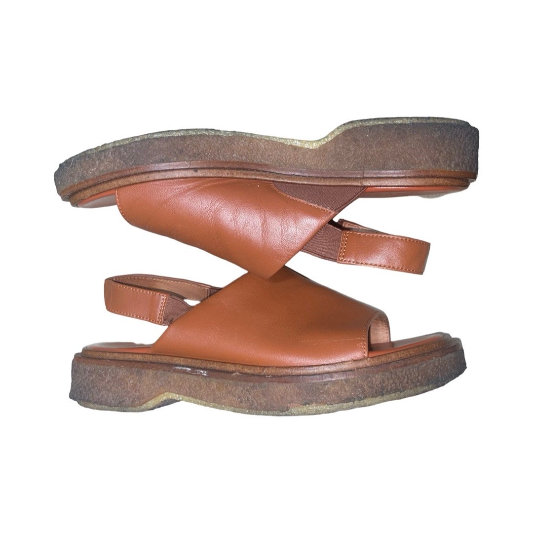 Initial The Unusual Experience Brown LEather Crepe Sole Sandals Size: EU36 US 6