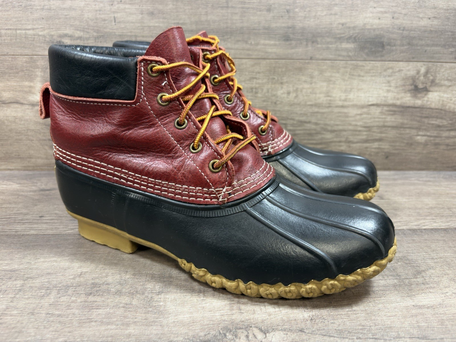 LLBean Bean Hunting Boots 10in Red Black Leather 503046 Comfort Womens Size 11