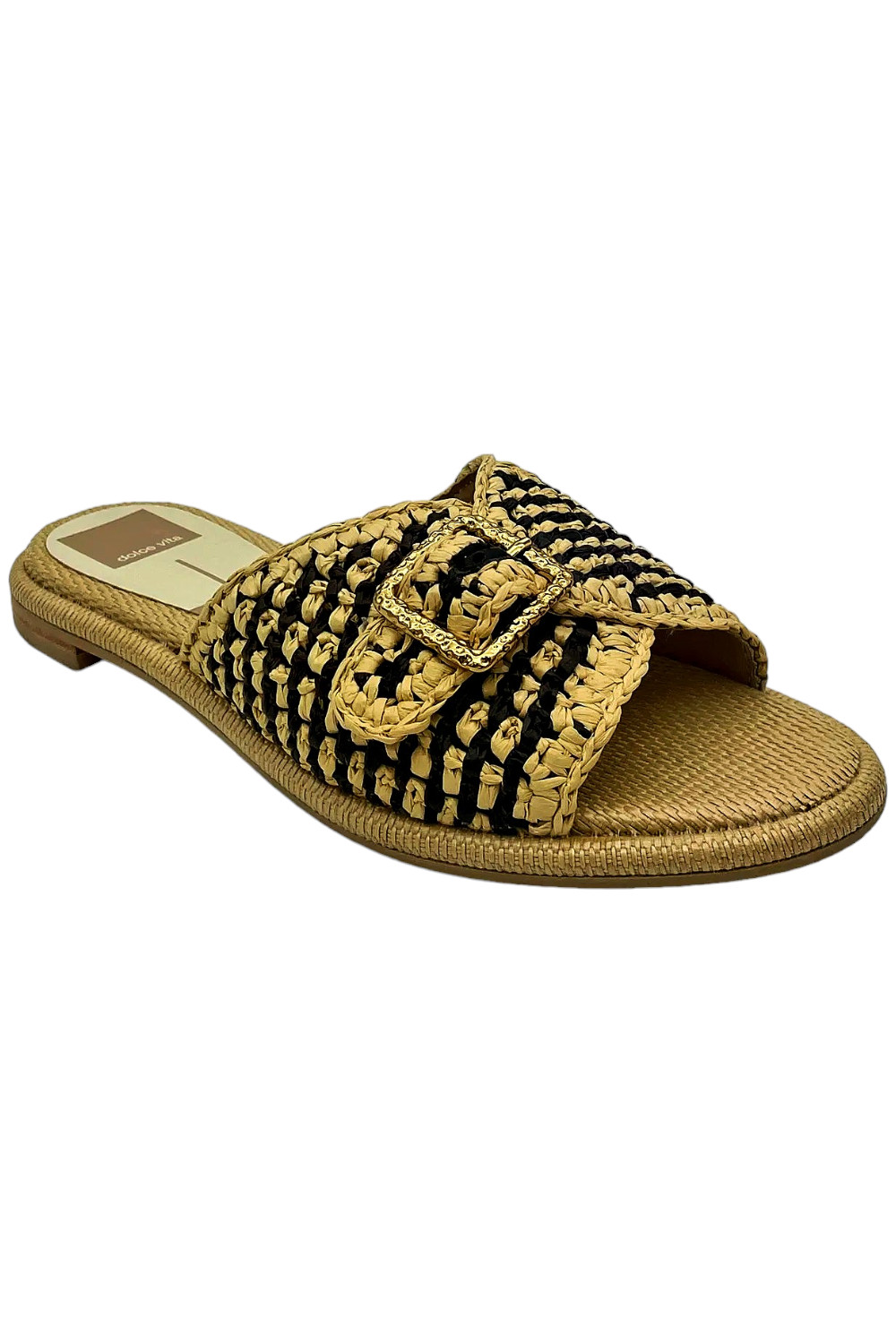 Dolce Vita Buckle Slide Sandals Alonzo Black/Natural