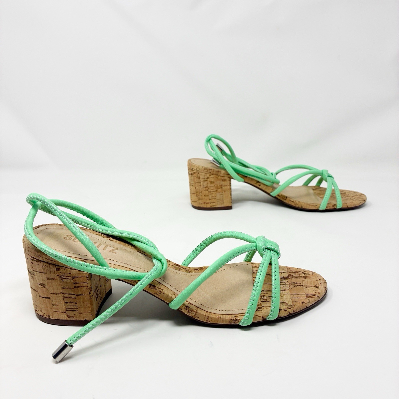 Schutz Suzy Mint Green Block Cork Heel Sandal 6.5 NIB