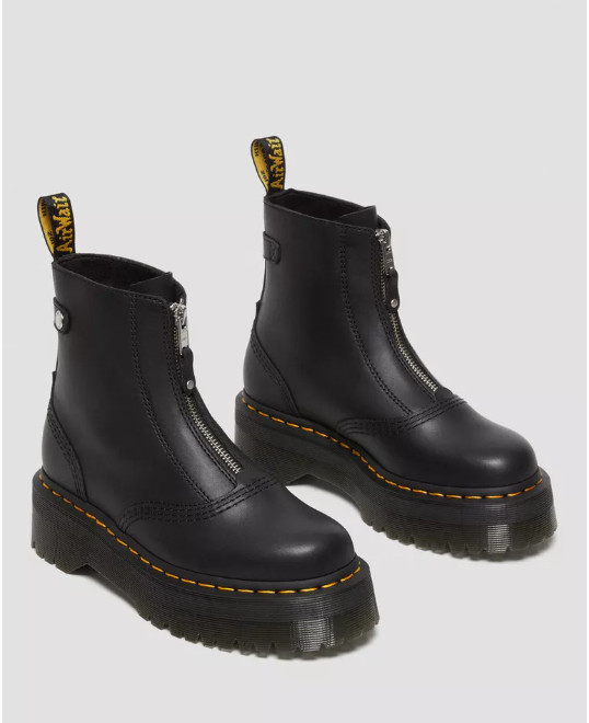 Dr Martens Jetta Zip Platform Leather Black Boots For Women’s Size US 6