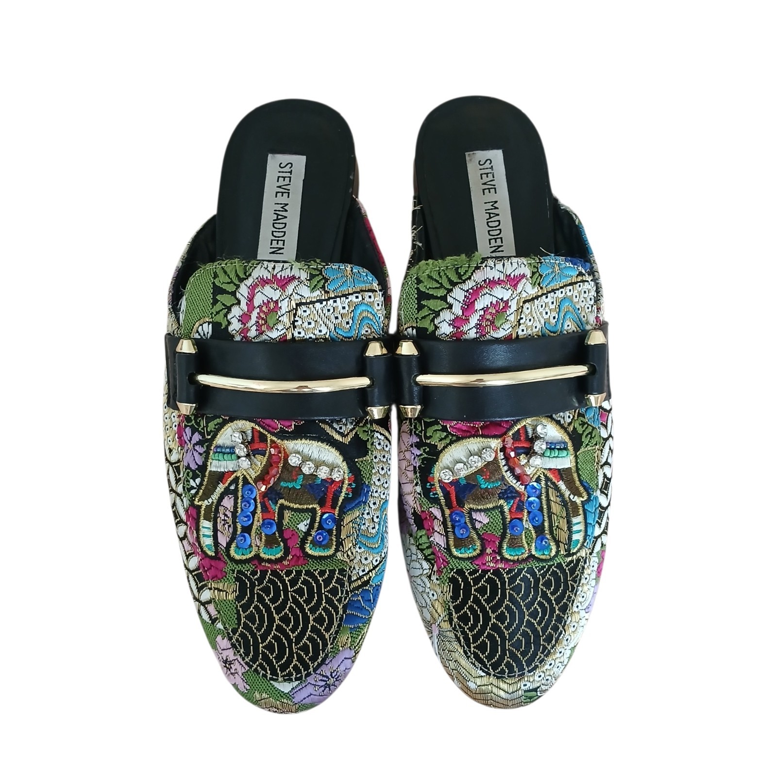STEVE MADDEN Kera Embroidered Tapestry Beaded Elephant Mules Women’s 8 Whimsical