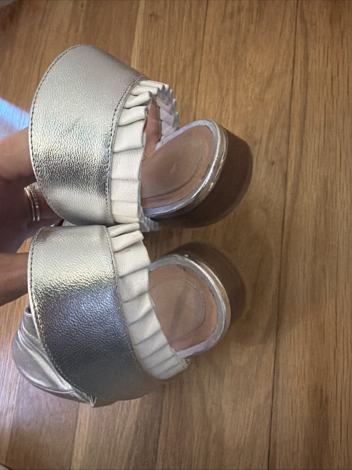 Dahlia Selva Guilty Pleated Moc Loafer 39 Ruffle Straps Ruffle Silver Wedding